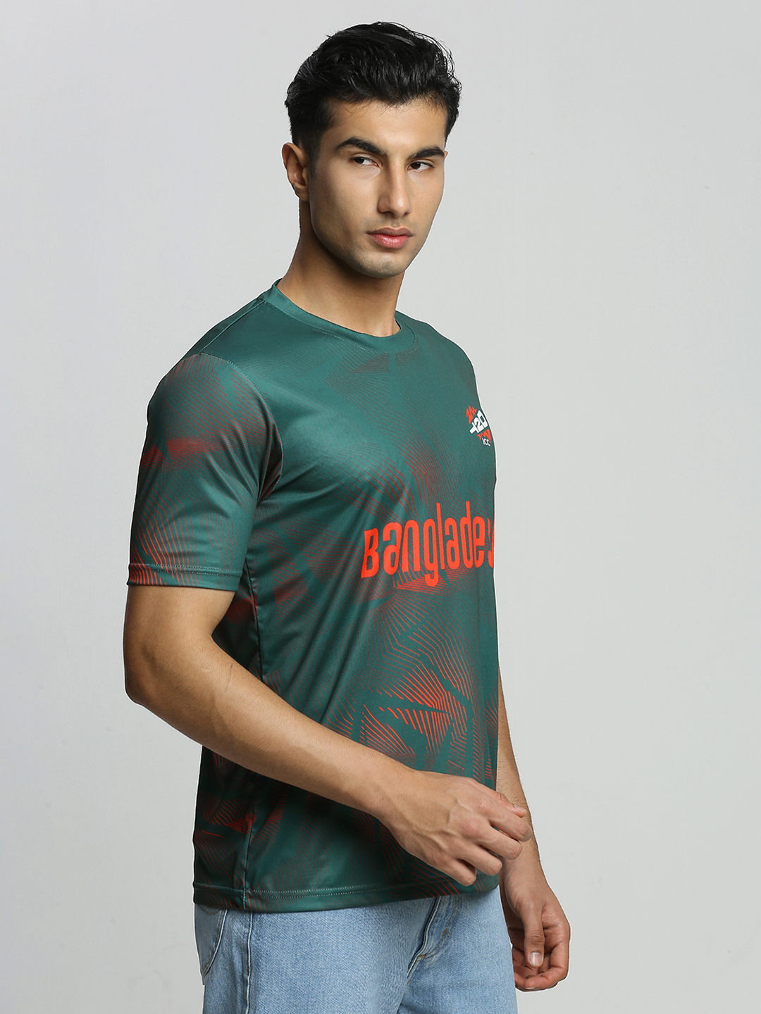 Bangladesh Unisex Green Printed Half Sleeves Round Neck Polyester T-shirt (3)