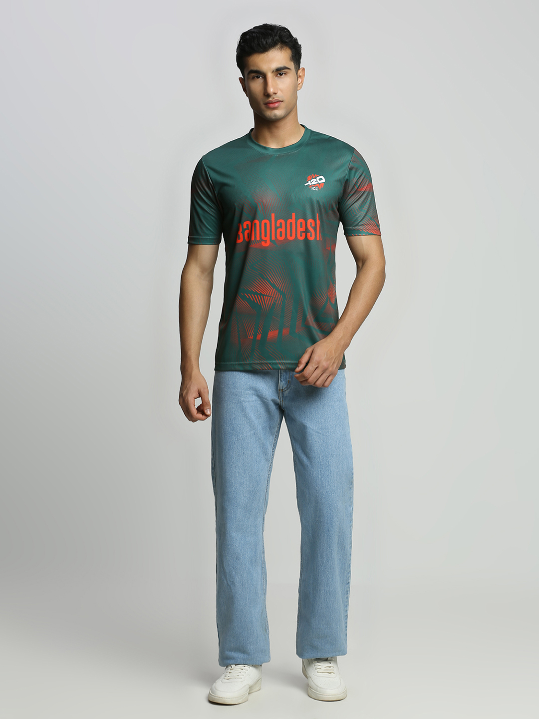 Bangladesh Unisex Green Printed Half Sleeves Round Neck Polyester T-shirt (6)