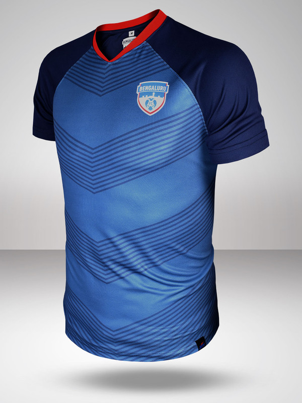Men Navy Blue Colourblocked V-Neck T-Shirts