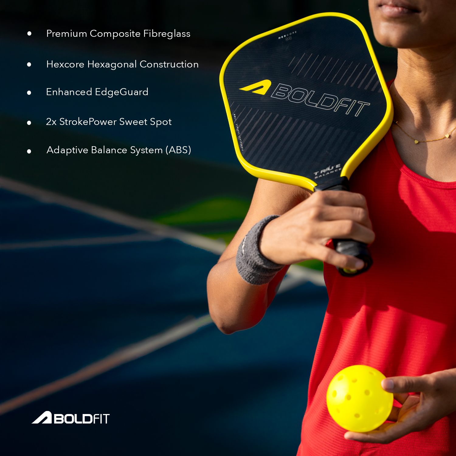 Boldfit Pickle Ball Paddle - Black - True Balance (Pack of 1) (5)