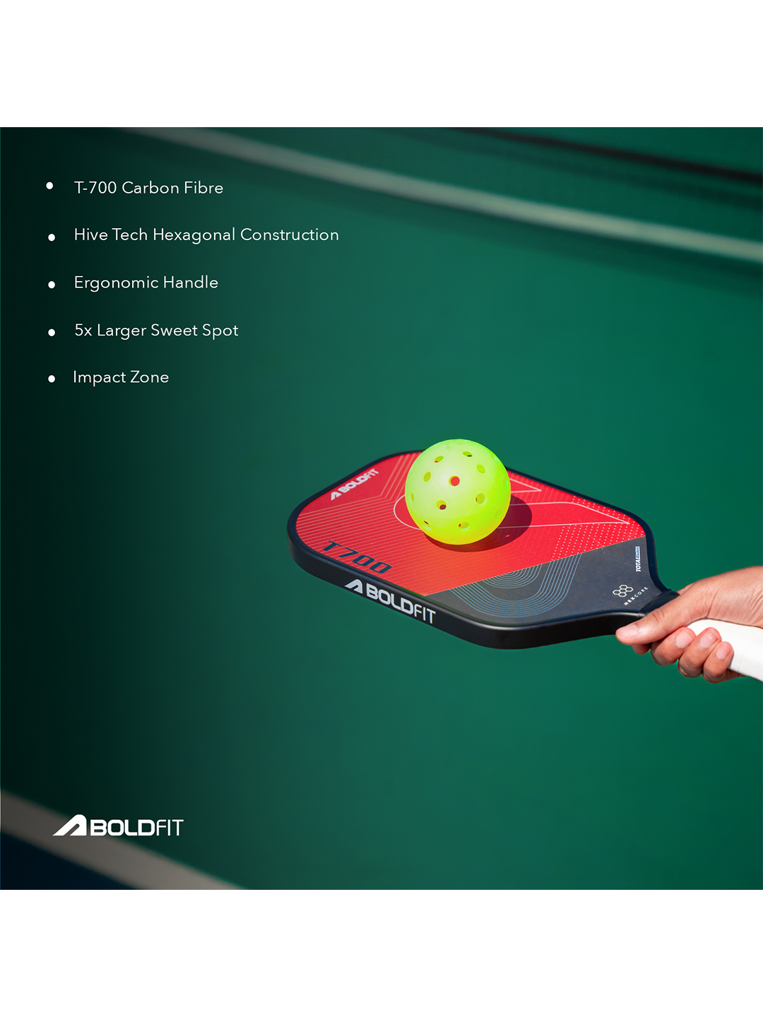 Boldfit Pickle Ball Paddle - Red - Total Control (Pack of 1) (5)
