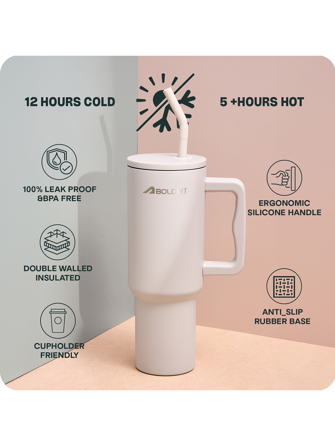 Boldfit Tumbler With Lid And Straw 1.2l Stainless Steel Double Insulated Tumblers For Hot & Cold Drink 100% 1200ml - San (3)