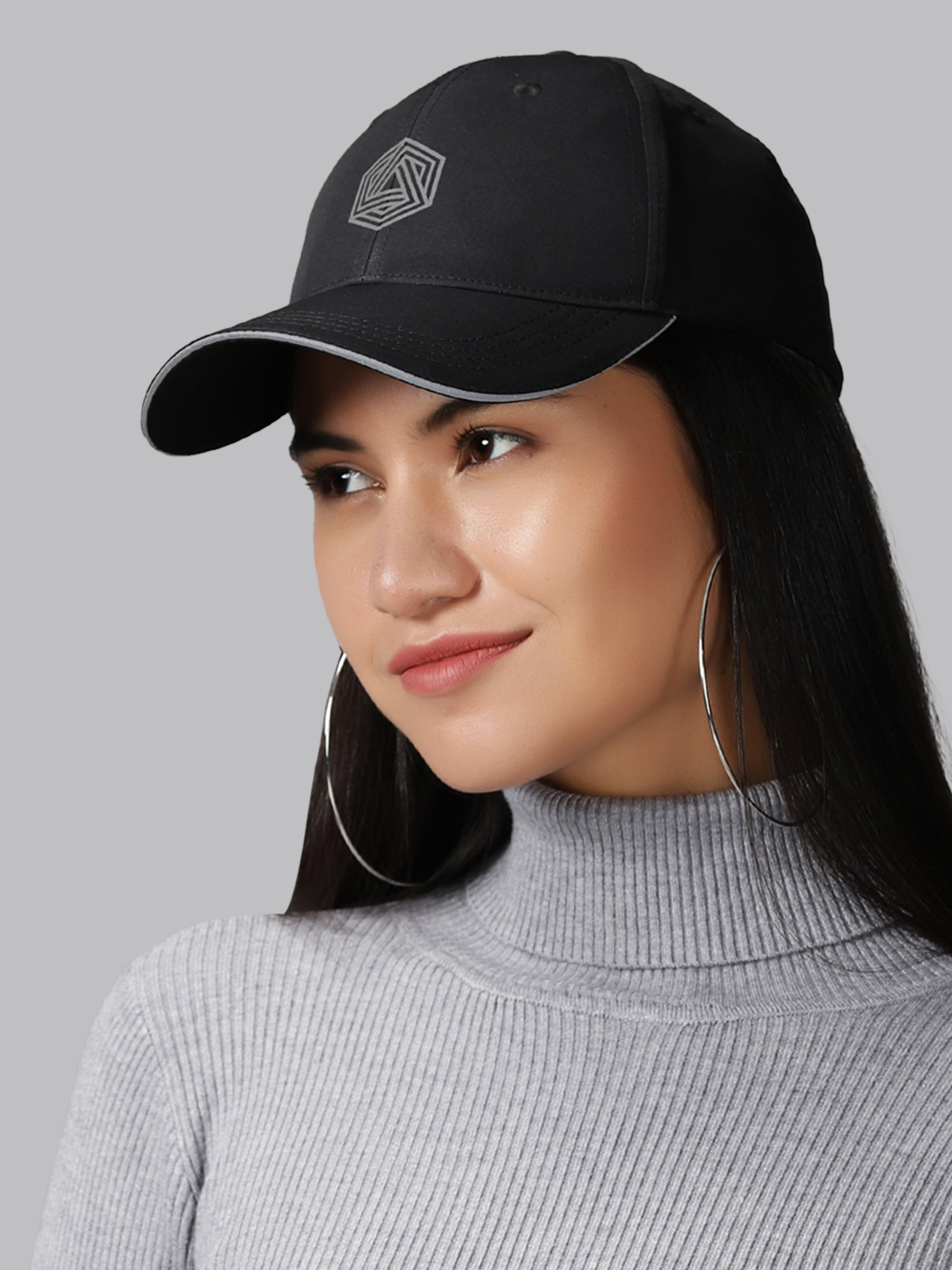 Boldfit Unisex Black and Grey Printed Polycotton Sports Head Cap (1)