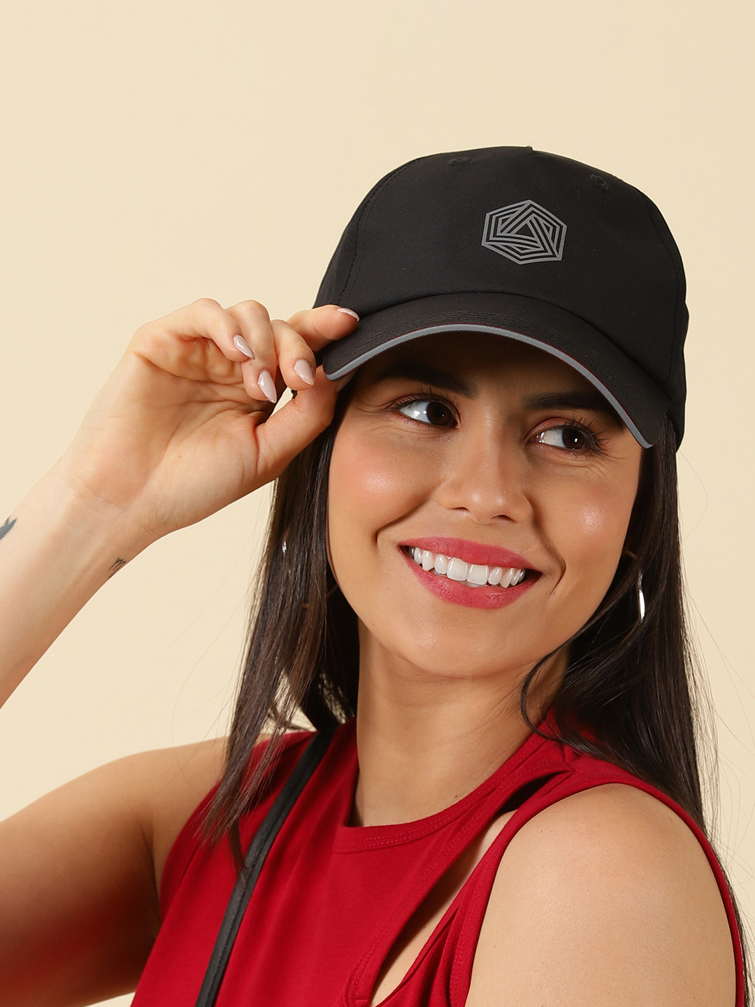 Boldfit Unisex Black and Grey Printed Polycotton Sports Head Cap (4)