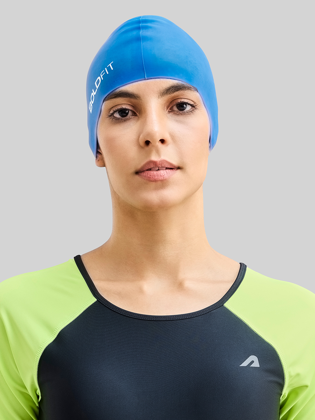 Boldfit Unisex Easy Fit Silicone Blue Swim Head Cap (5)