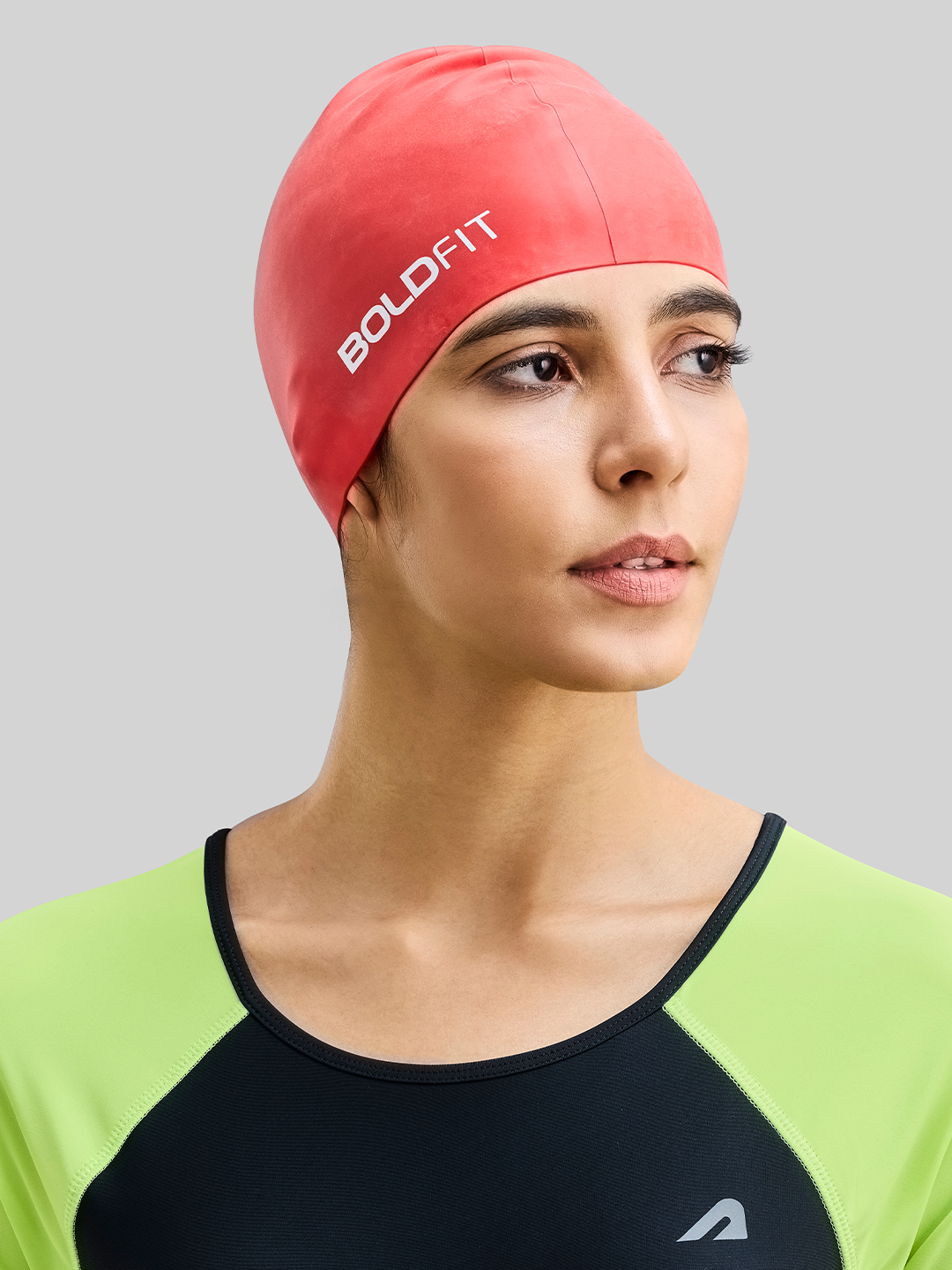 Boldfit Unisex Easy Fit Silicone Red Swim Head Cap