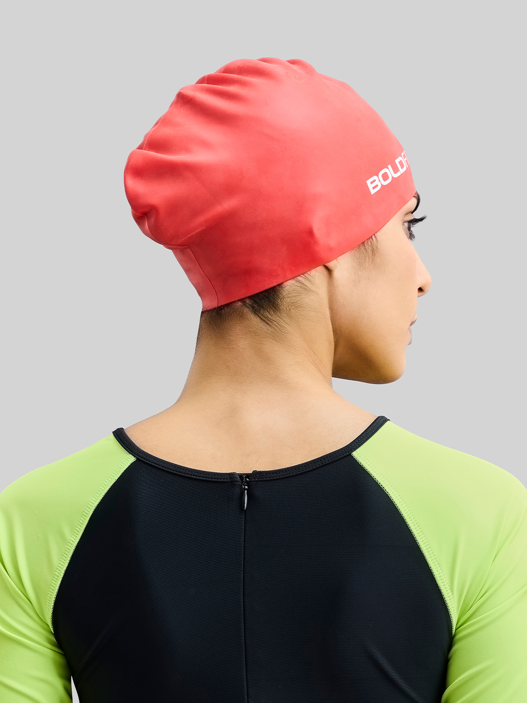 Boldfit Unisex Easy Fit Silicone Red Swim Head Cap (4)