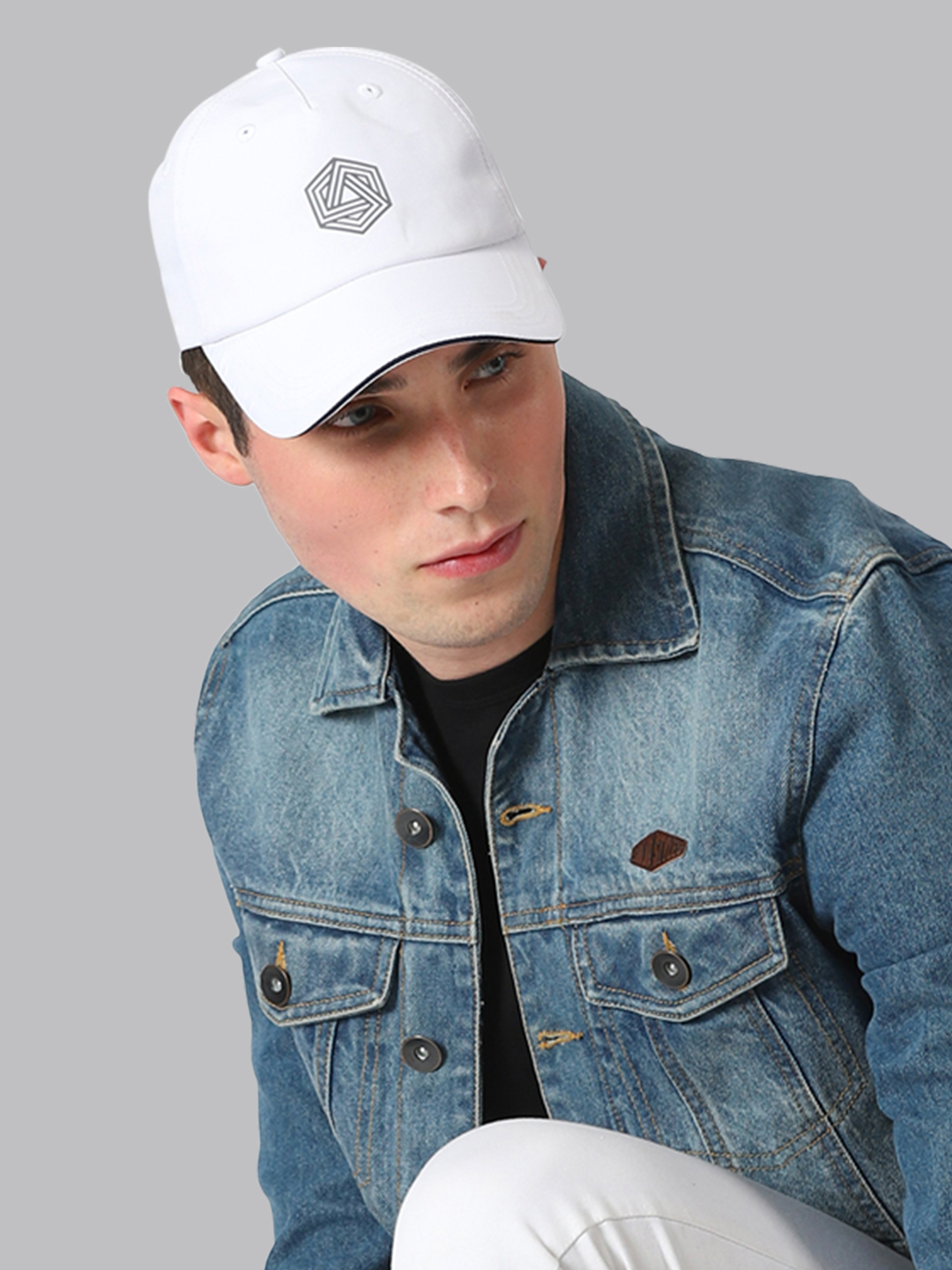 Boldfit White and Blue Printed Polycotton Sports Head Cap (2)