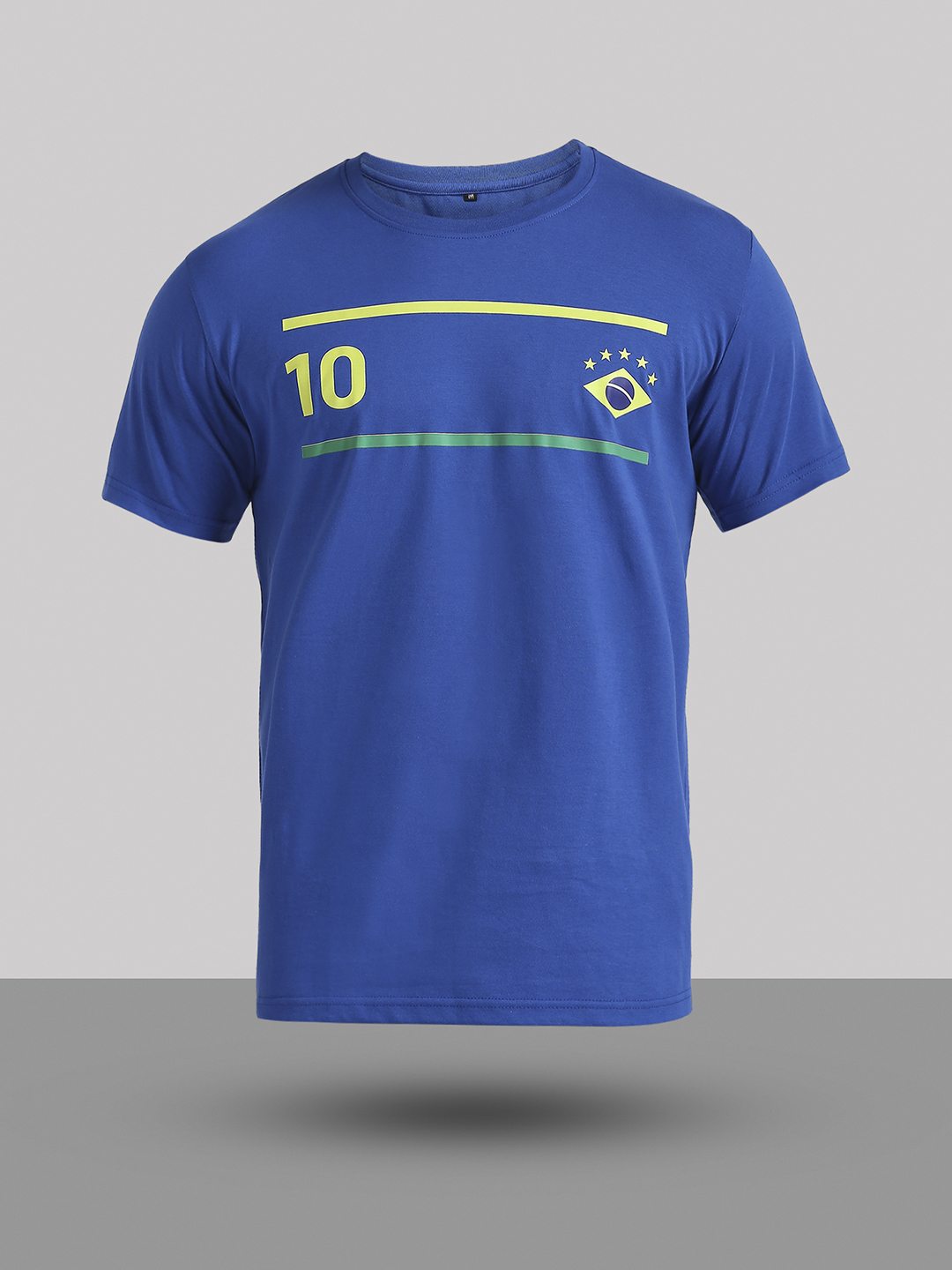 Brazil Men Blue Printed Round Neck Cotton T-shirt (10)