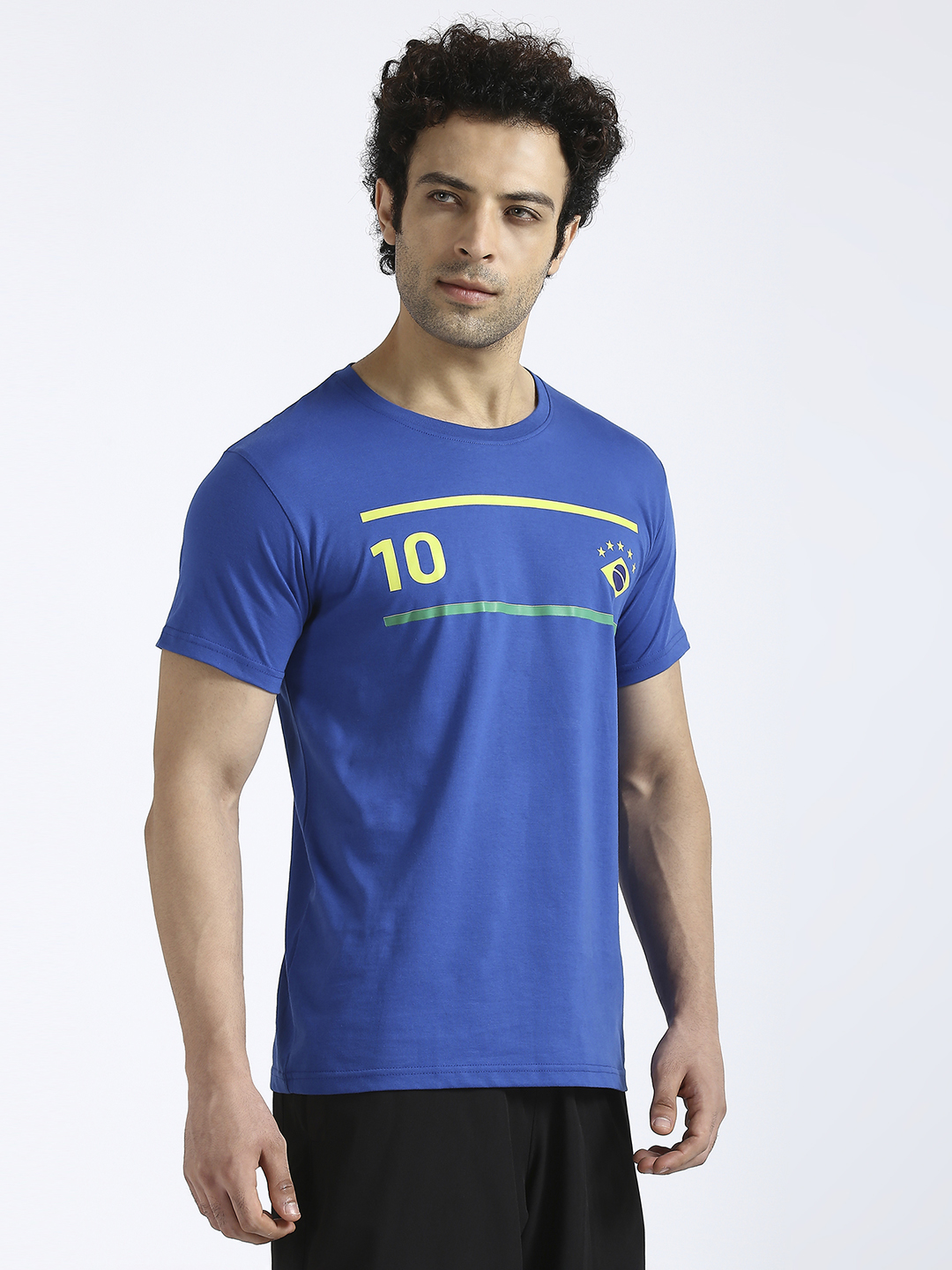 Brazil Men Blue Printed Round Neck Cotton T-shirt (3)