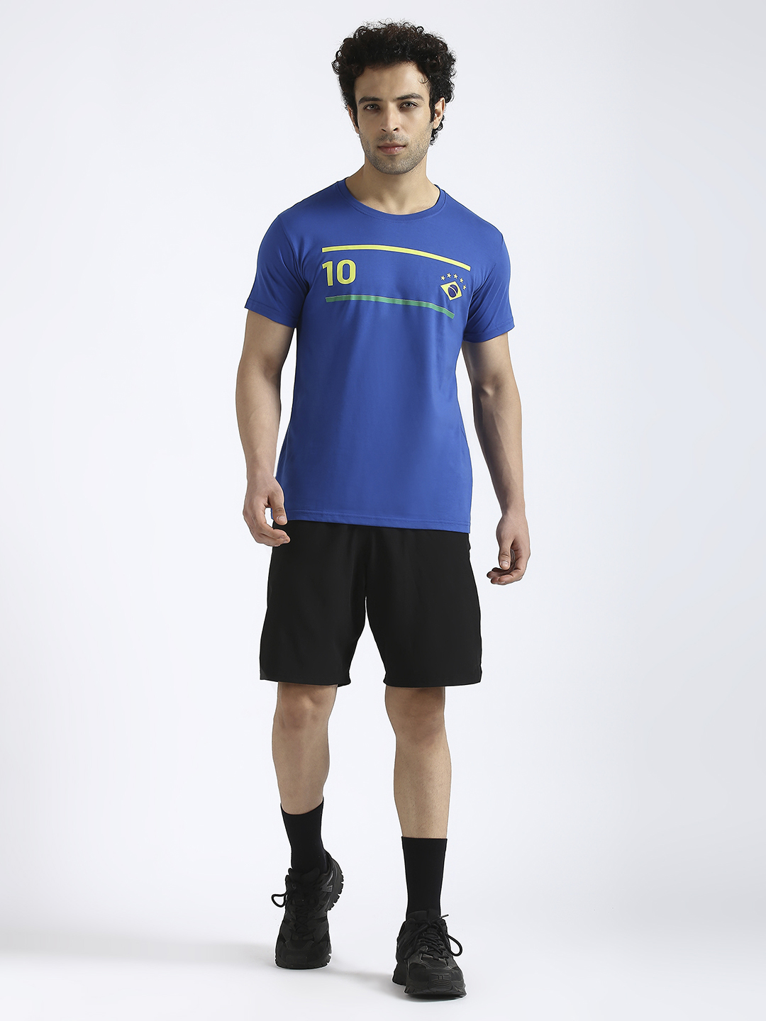 Brazil Men Blue Printed Round Neck Cotton T-shirt (6)