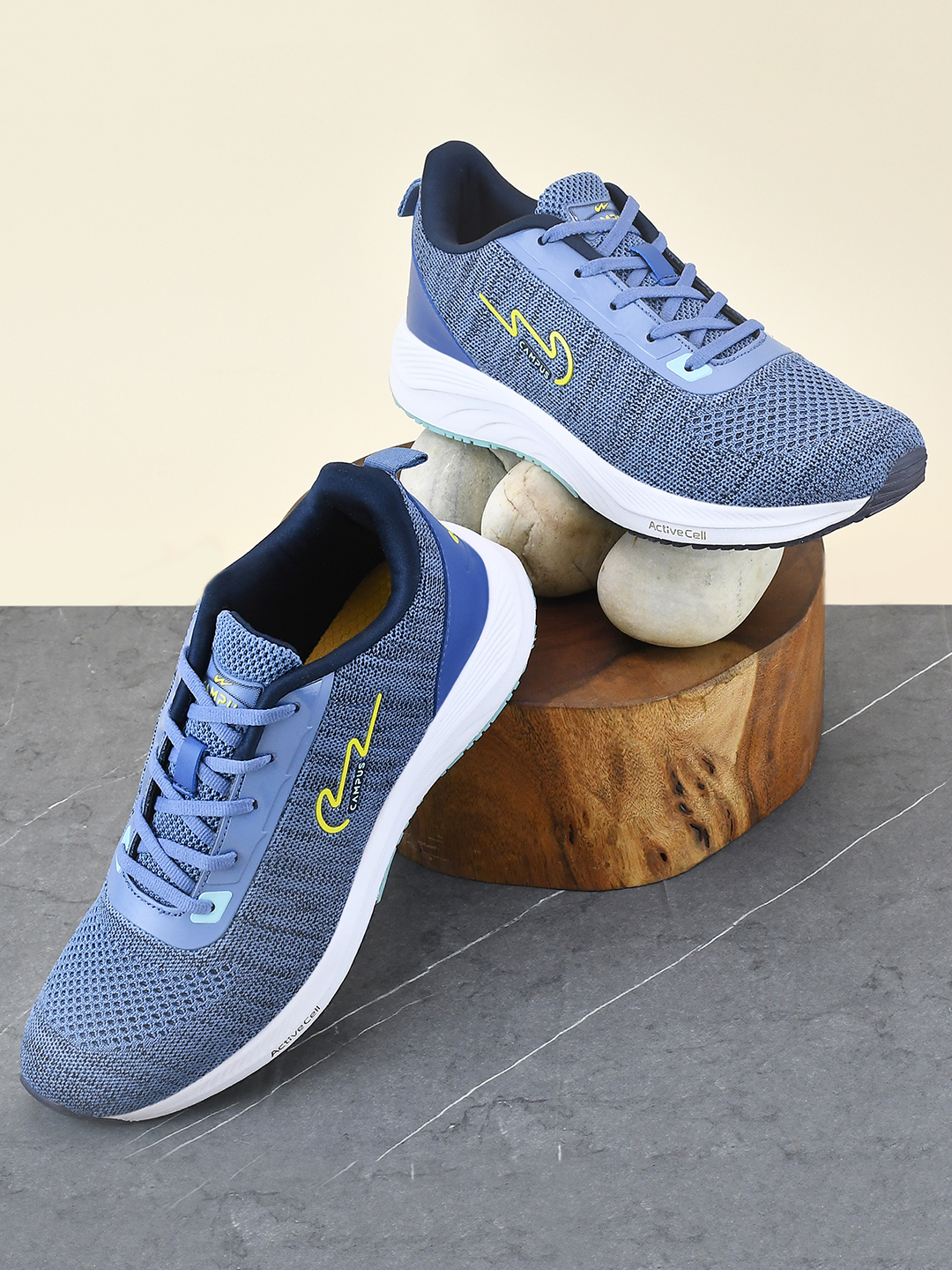 Men Camp Zane Blue & Yellow Running Shoes