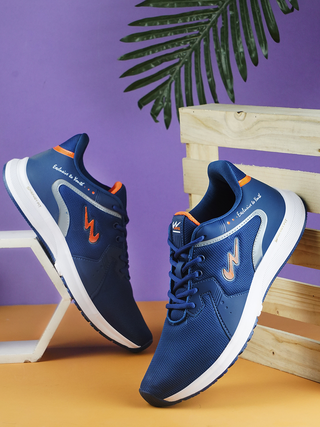 Men Fred Blue & Orange Running Shoes