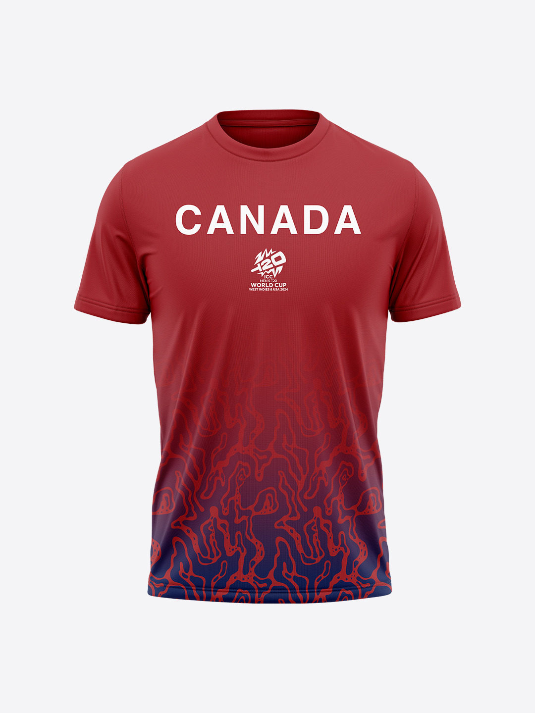 Canada ICC Men's T20 WC-24 Red Logo Printed Half Sleeves Round Neck Polyester T-Shirt (1)