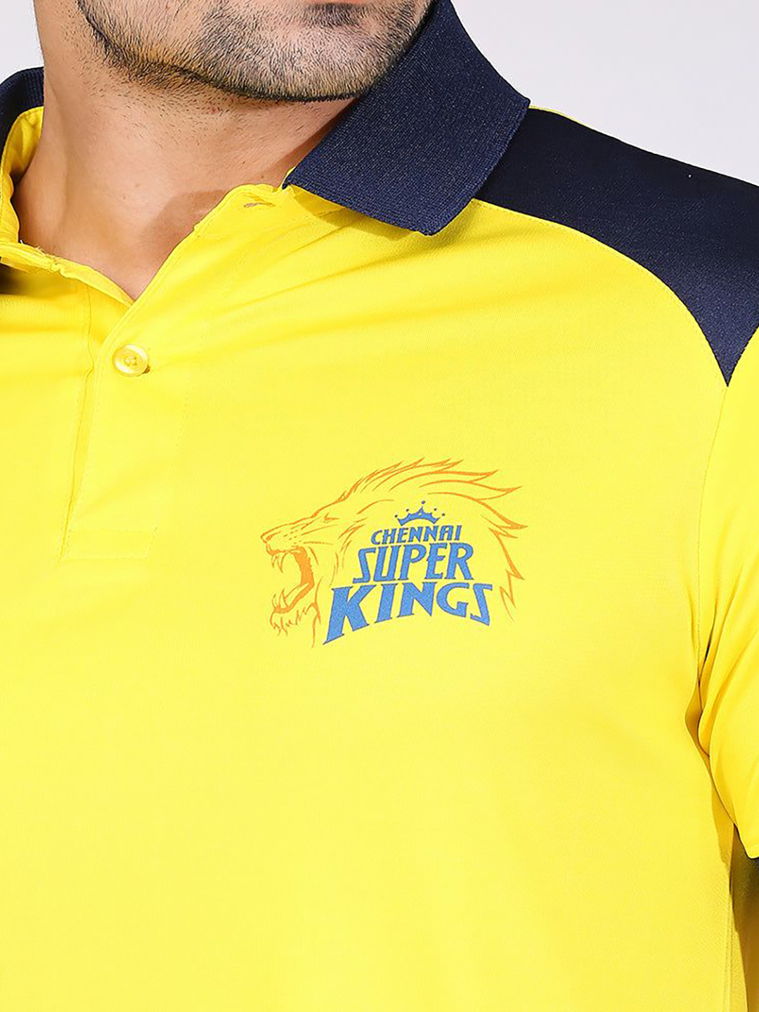 Chennai Super Kings CSK Men Yellow Collared Fan Jersey (5)