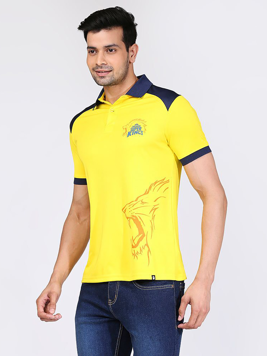 Chennai Super Kings CSK Men Yellow Collared Fan Jersey (3)