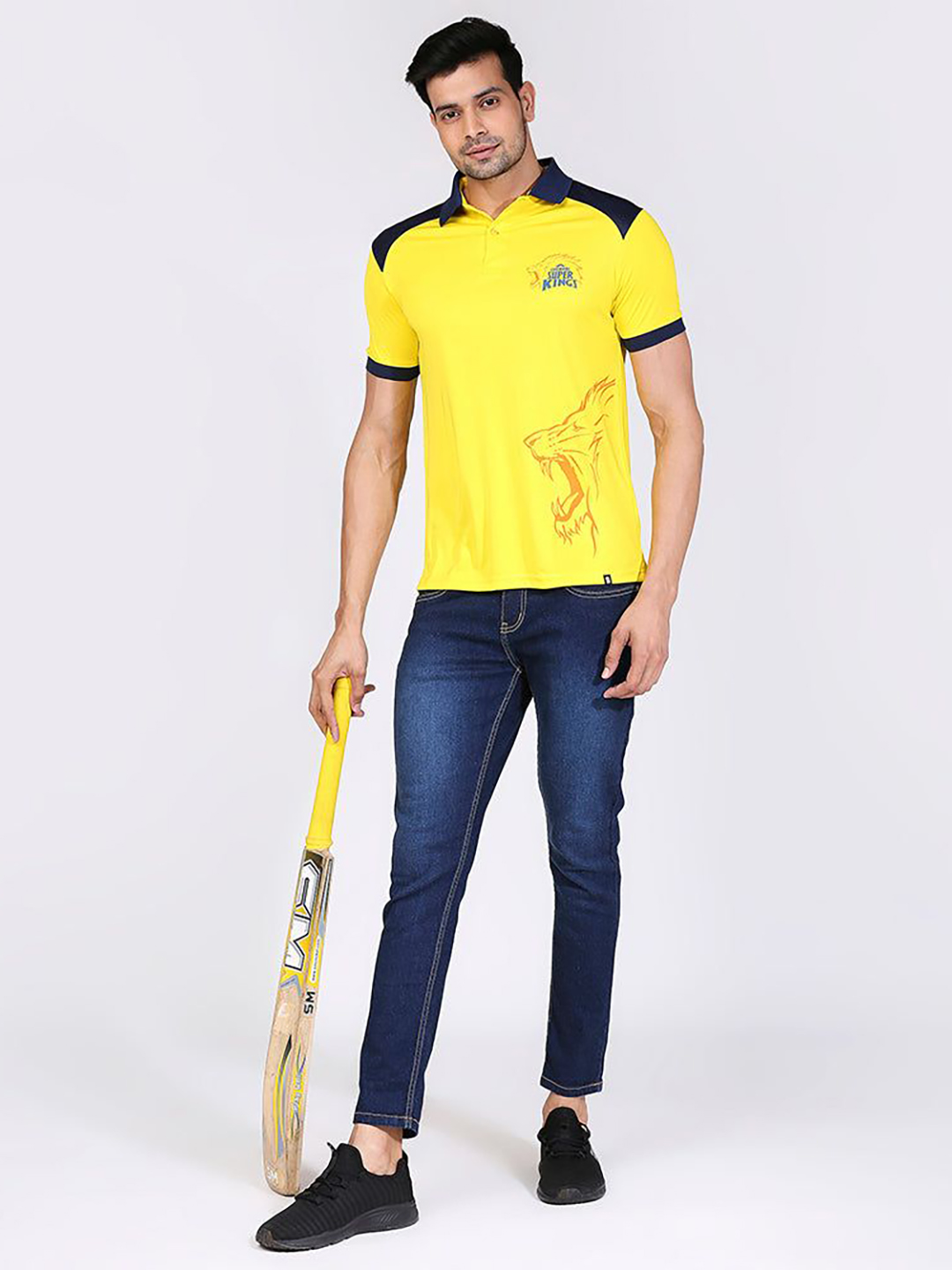 Chennai Super Kings CSK Men Yellow Collared Fan Jersey (4)
