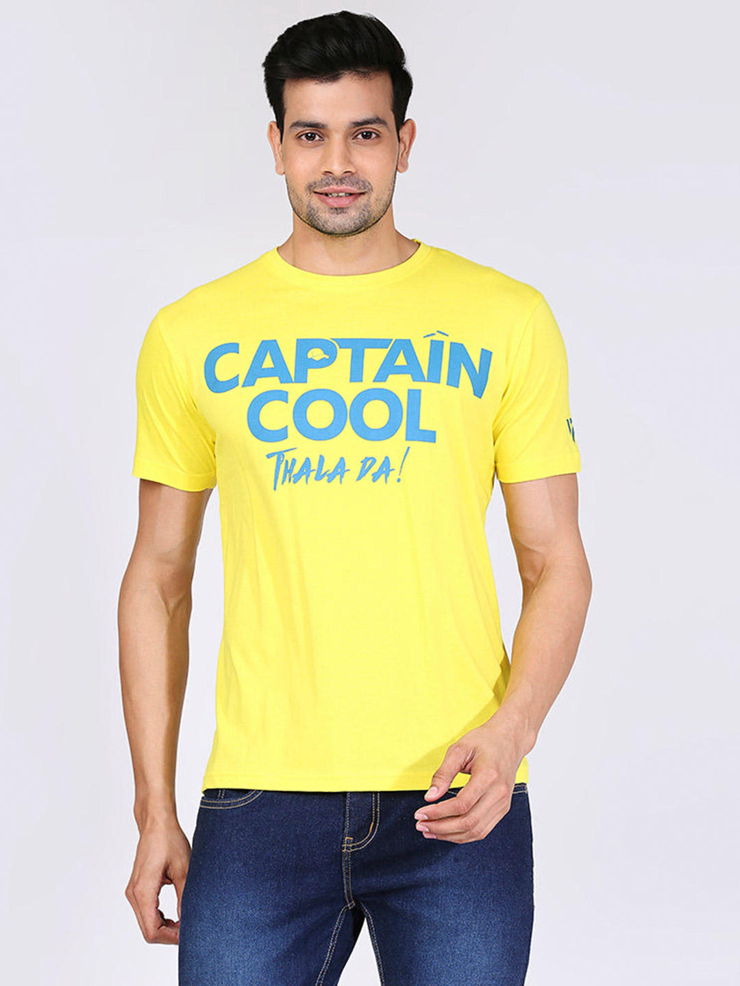 Chennai Super Kings CSK Men's Yellow Regular Fit Captain Cool T-shirt (1)