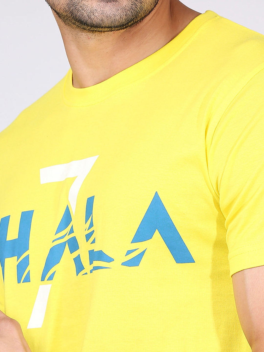 Chennai Super Kings CSK Men's Yellow Regular Fit Thala T-shirt (5)