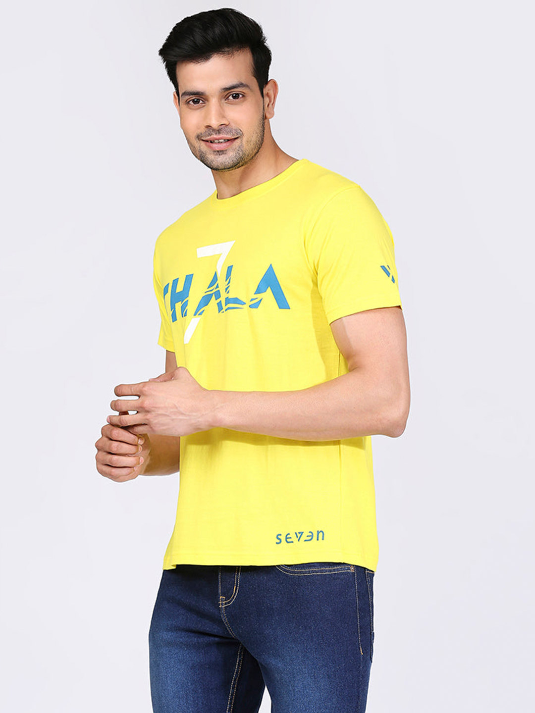 Chennai Super Kings CSK Men's Yellow Regular Fit Thala T-shirt (2)