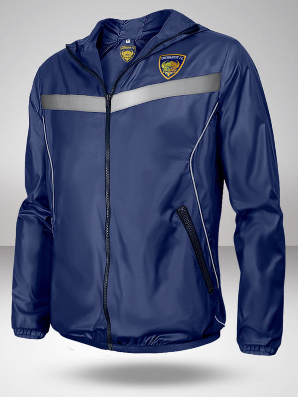 Chennaiyin F.C. Men Navy Blue Printed Hooded Jackets (1)