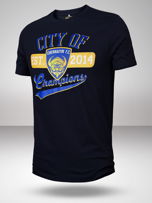 Chennaiyin F.C. Men Navy Blue Solid Round Neck T-Shirts (1)