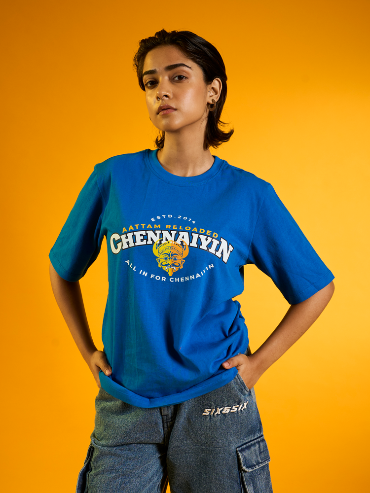 Chennaiyin FC Blue Graphic Printed Round Neck Casual T-Shirt (3)