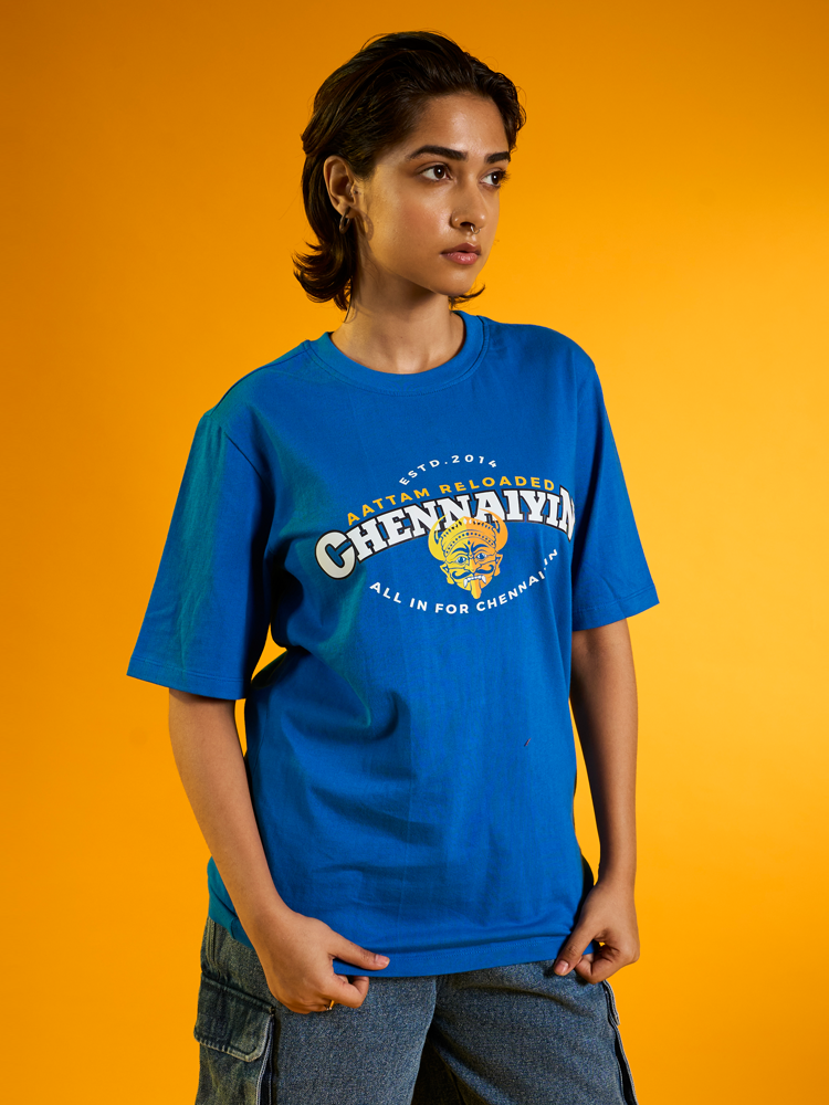 Chennaiyin FC Blue Graphic Printed Round Neck Casual T-Shirt (4)