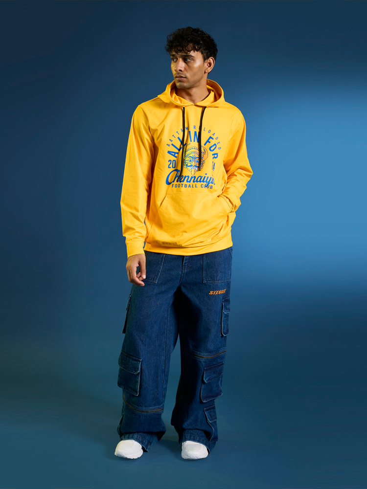 Chennaiyin FC Official Yellow Printed Regular Fit Hoodie 2024-25 (5)