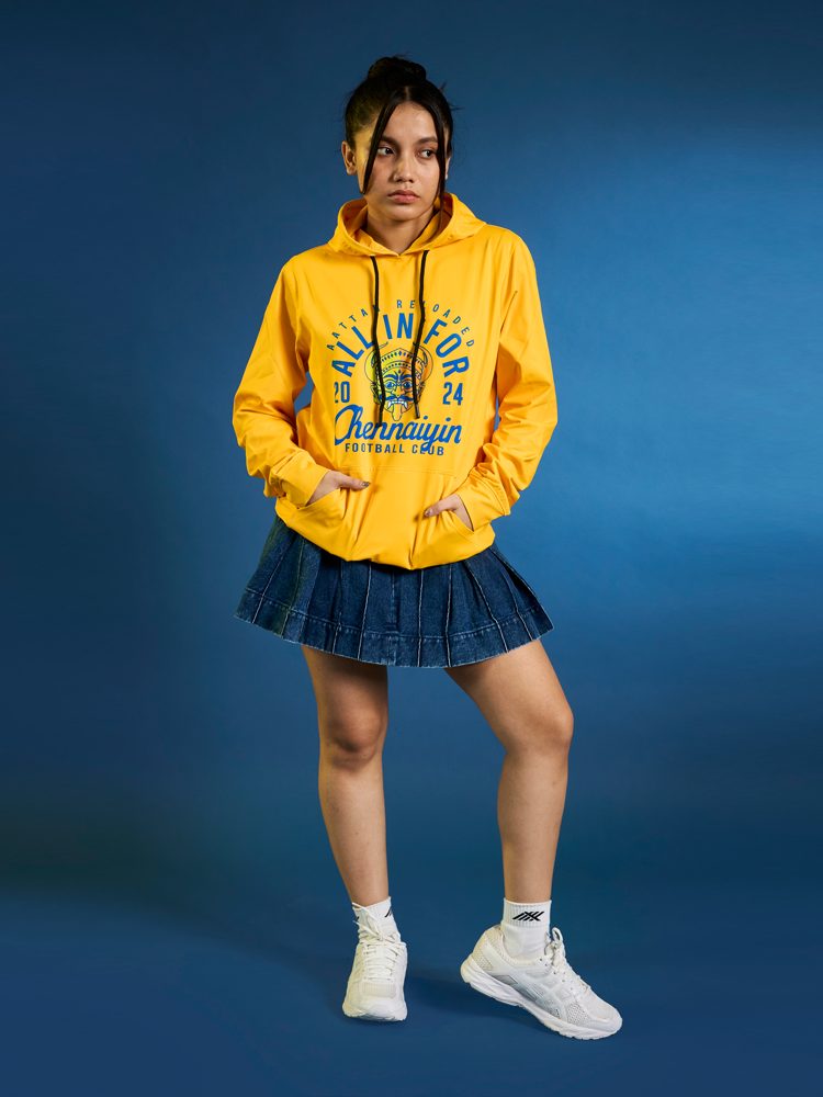 Chennaiyin FC Official Yellow Printed Regular Fit Hoodie 2024-25 (6)