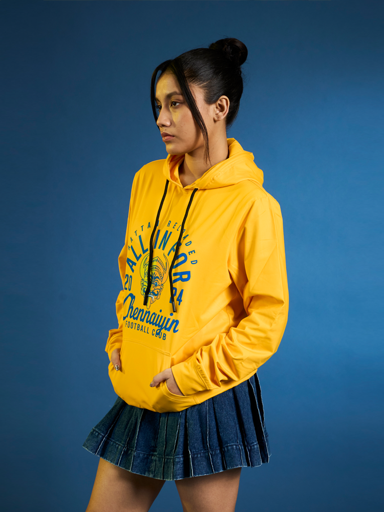 Chennaiyin FC Official Yellow Printed Regular Fit Hoodie 2024-25 (4)