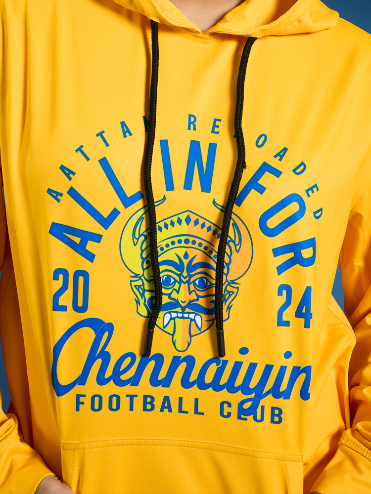 Chennaiyin FC Official Yellow Printed Regular Fit Hoodie 2024-25 (3)