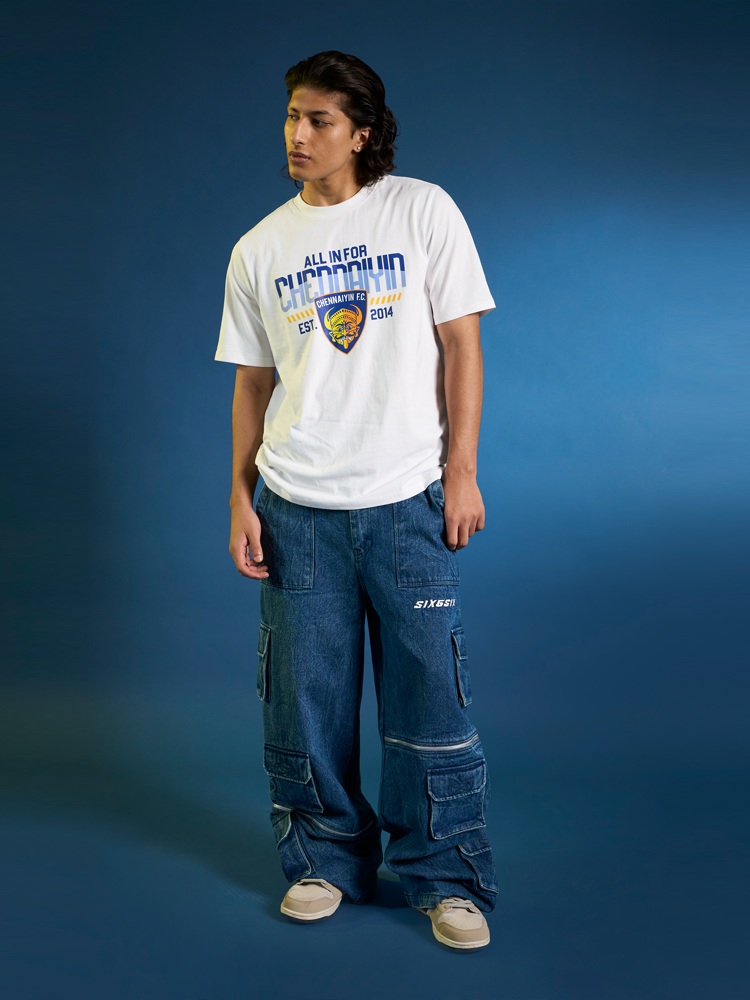 Chennaiyin FC White Graphic Printed Round Neck Casual T-Shirt (5)