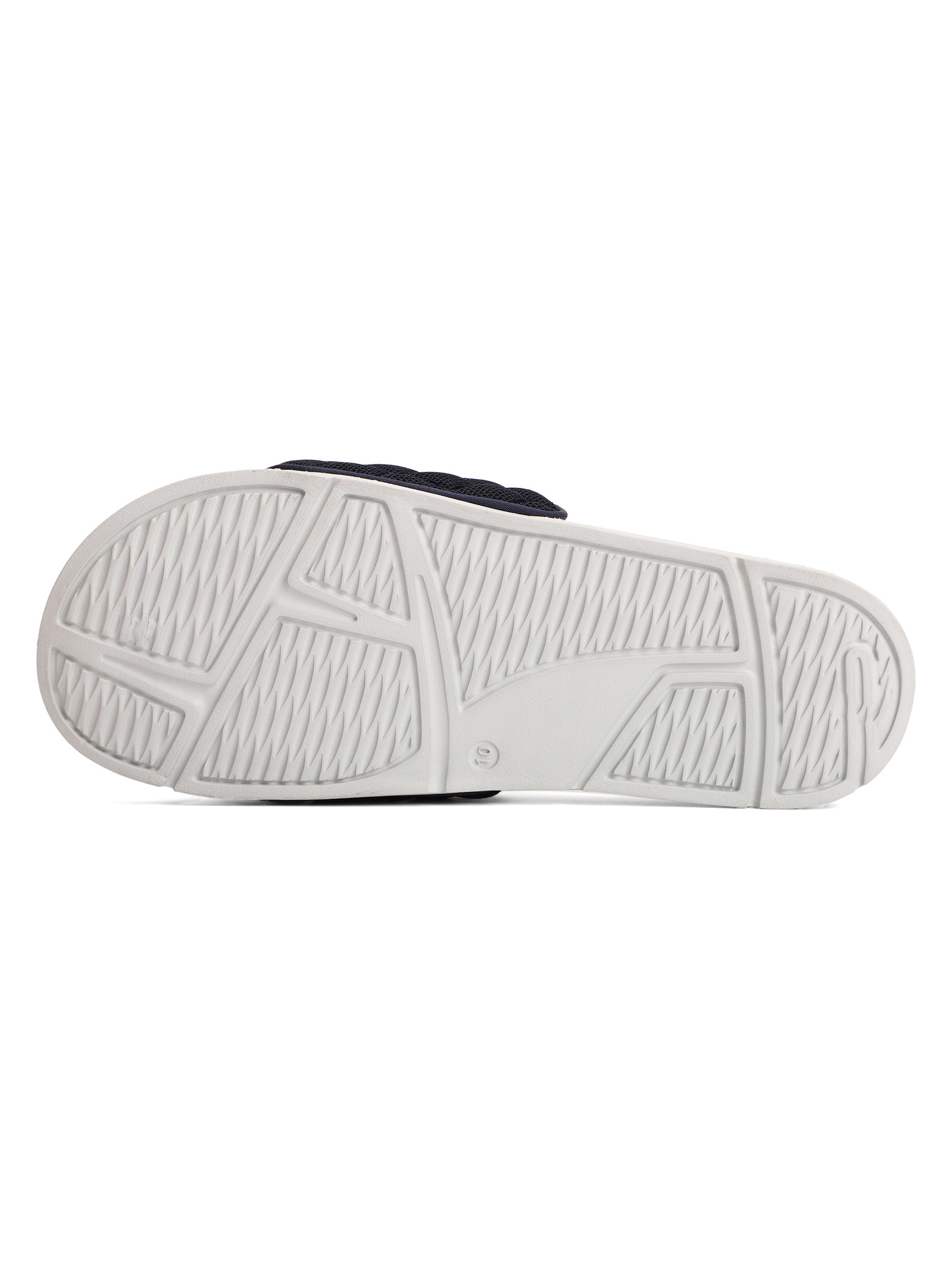 Chupps Men Navy Blue and Beige Printed AirSoft Sole ErgoX Plus Casual Sliders (6)