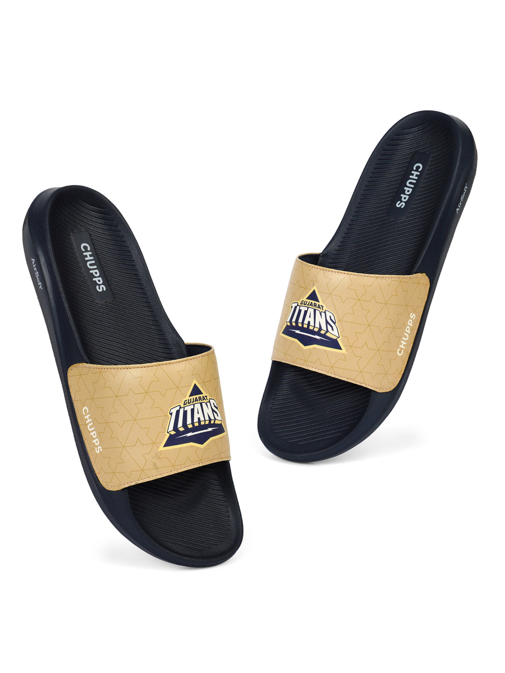 Men Navy Blue & Beige Soft Cushioning AirSoft Casual Sliders