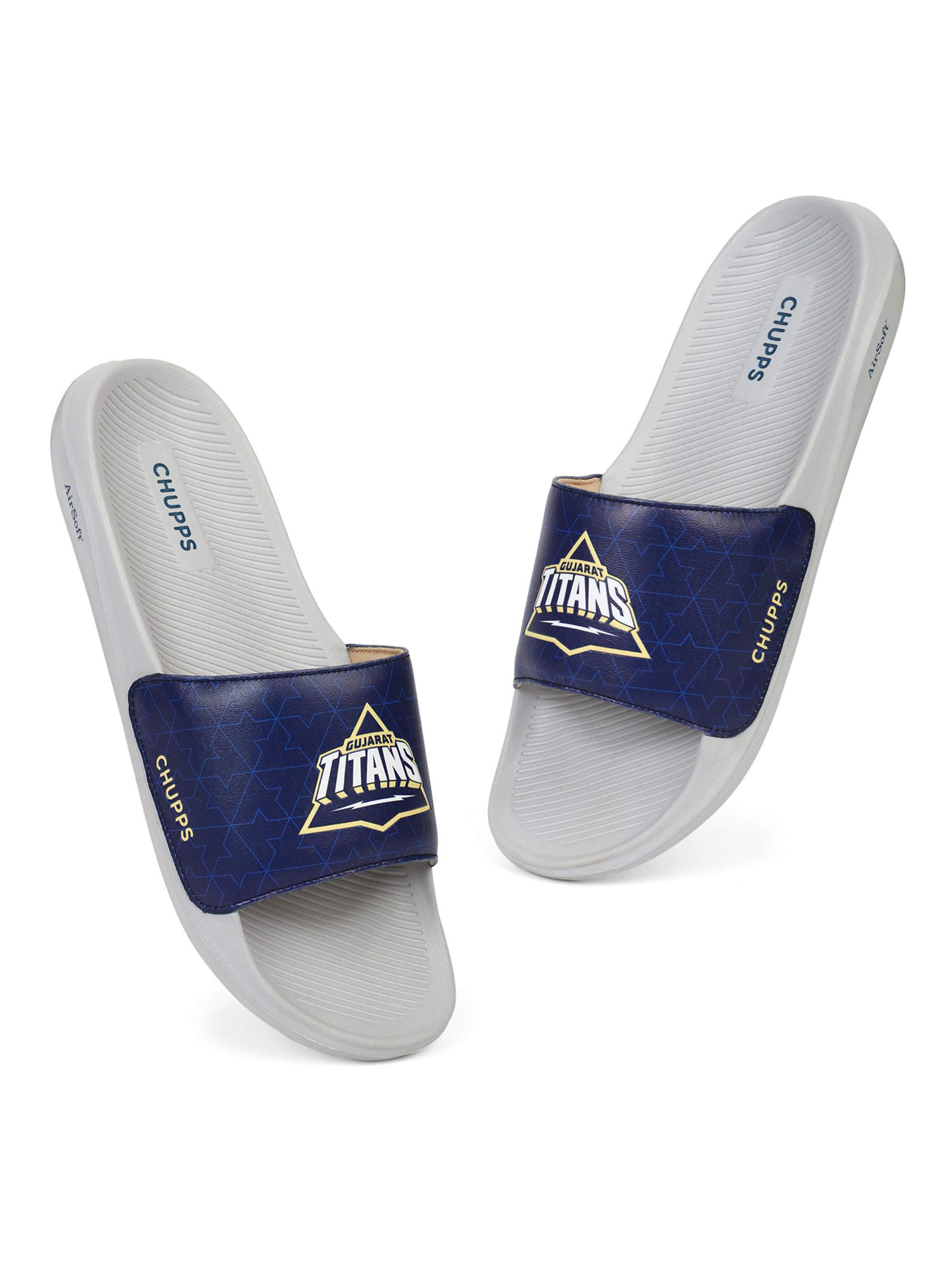 Chupps Men Navy Blue & Grey Soft Cushioning AirSoft Casual Sliders