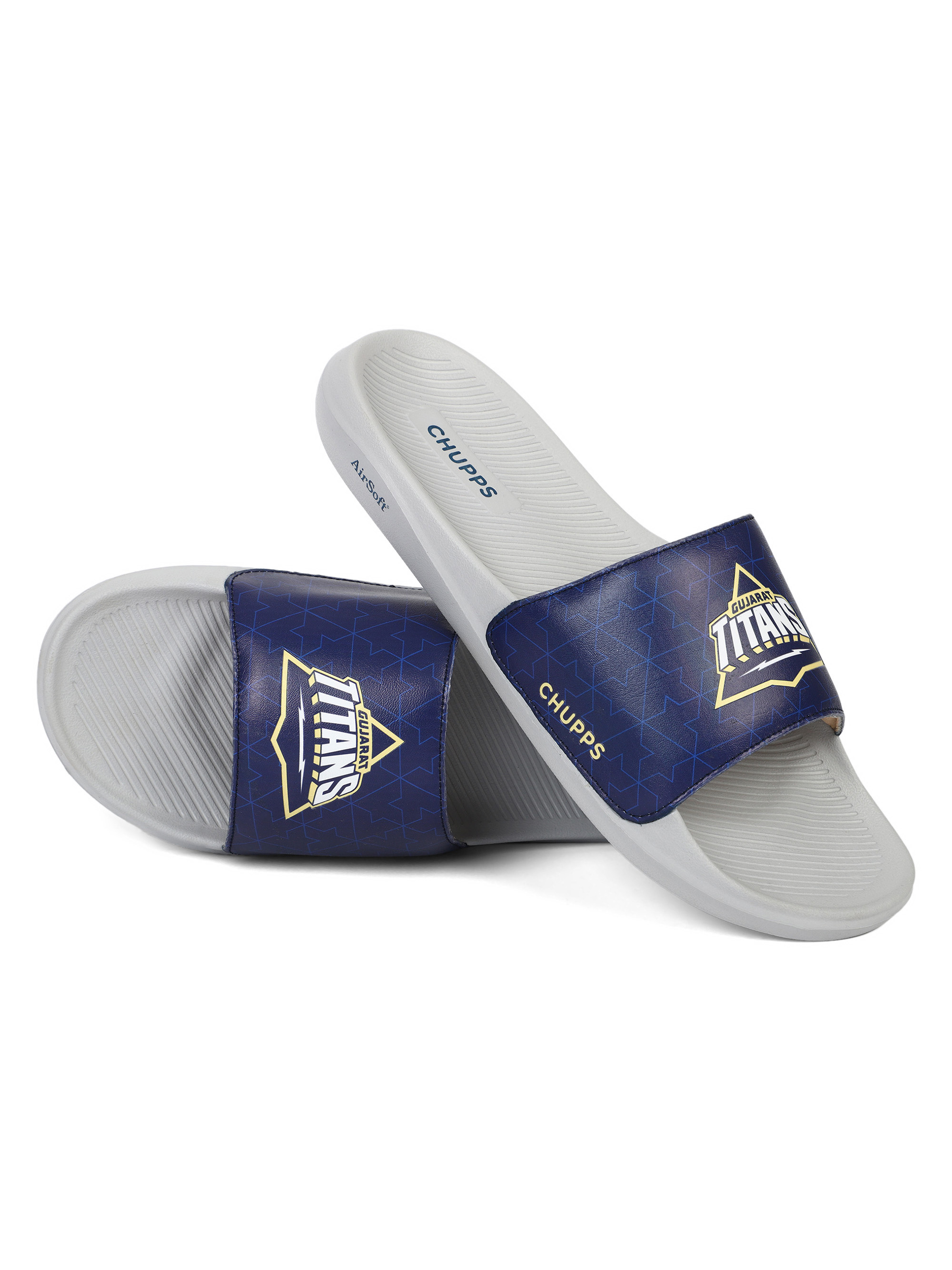 Chupps Men Navy Blue & Grey Soft Cushioning AirSoft Casual Sliders (6)