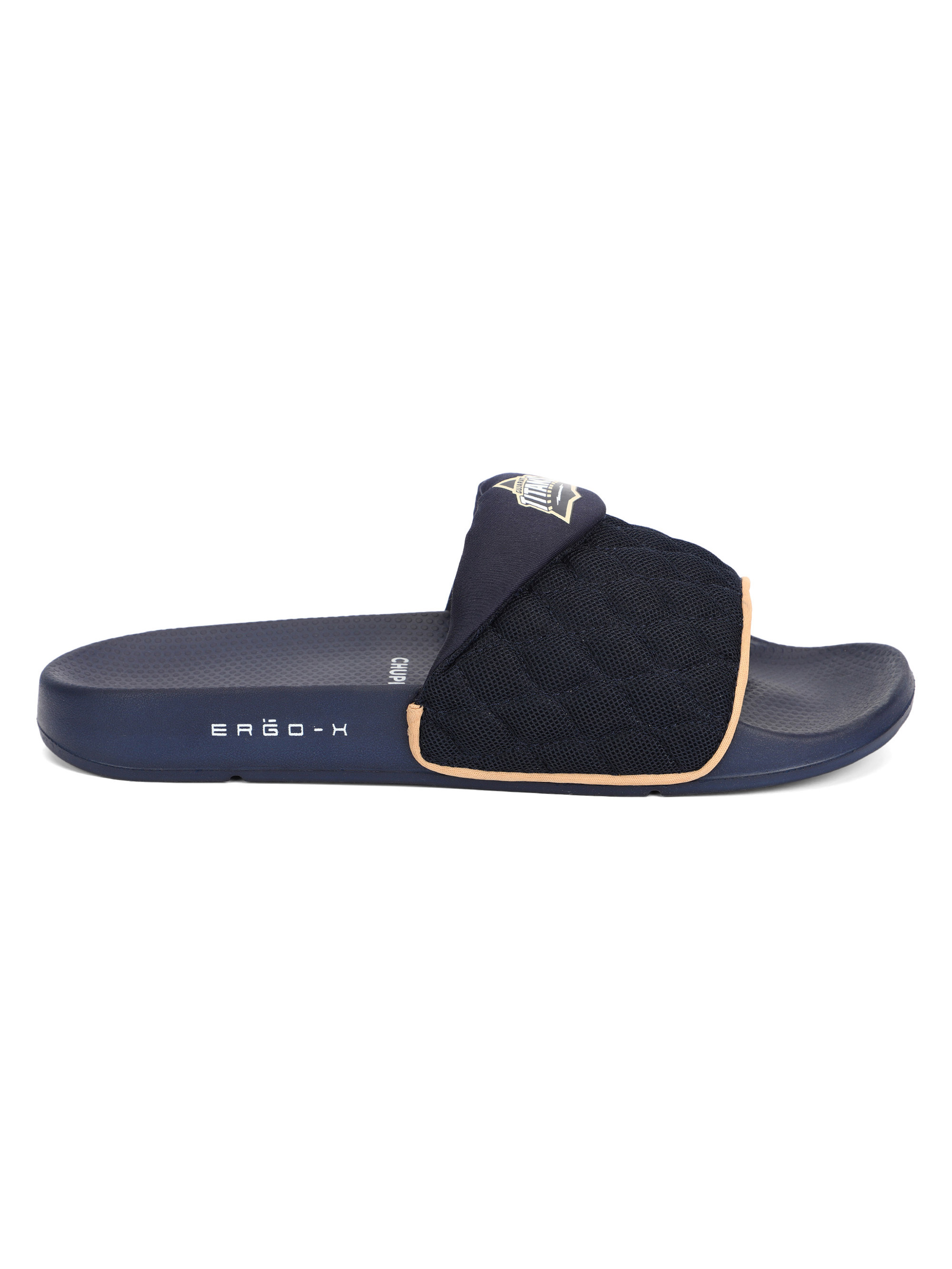Chupps Men Navy Blue Printed Airsoft Sole ErgoX Plus Casual Sliders (3)