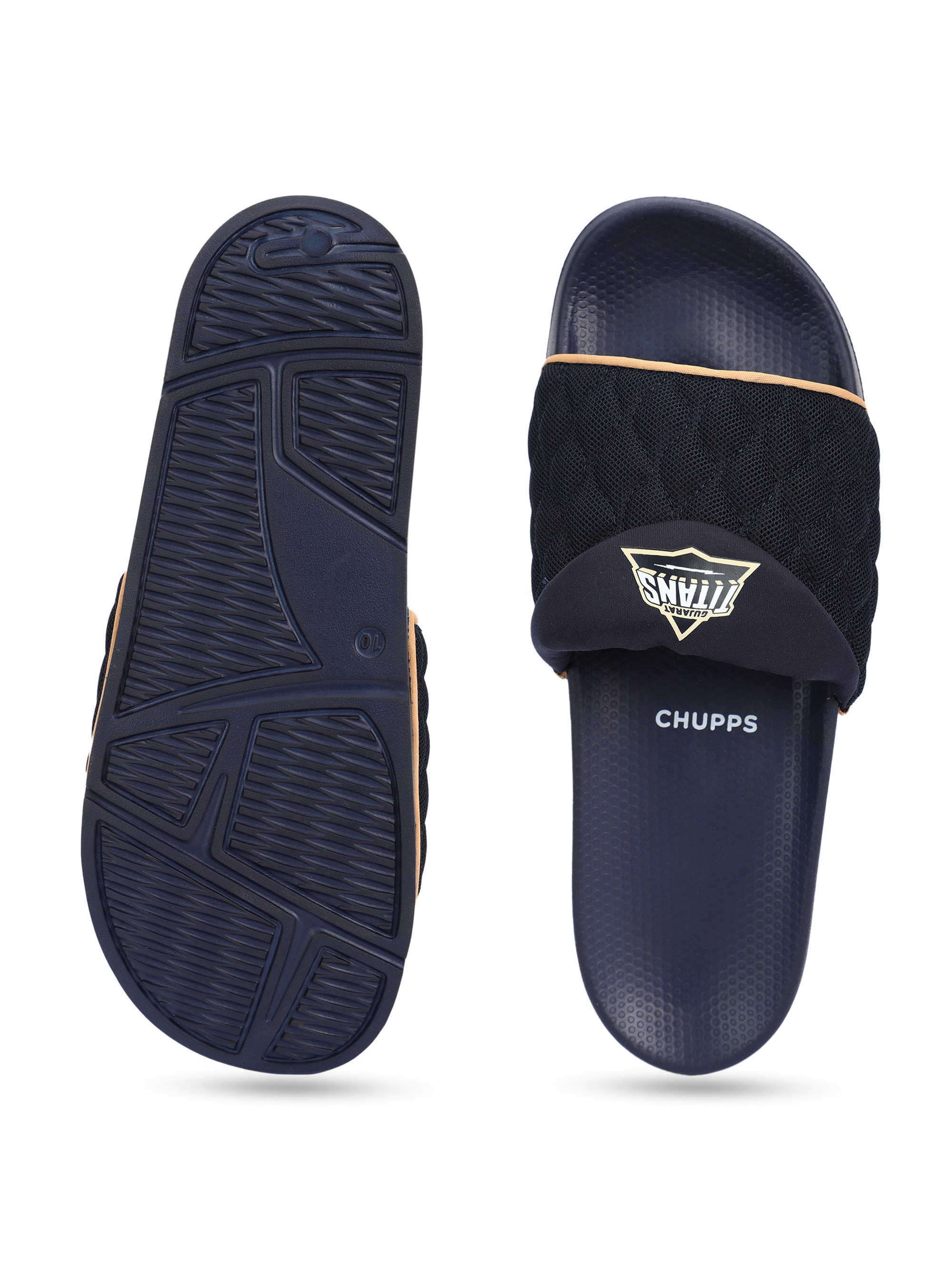 Chupps Men Navy Blue Printed Airsoft Sole ErgoX Plus Casual Sliders (7)