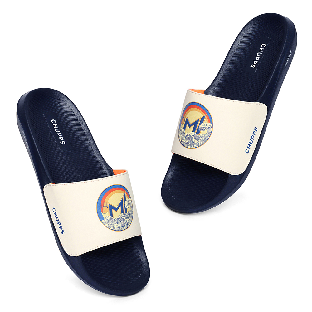 Chupps Men's MI Surge White & Navy Airsoft Casual Slider