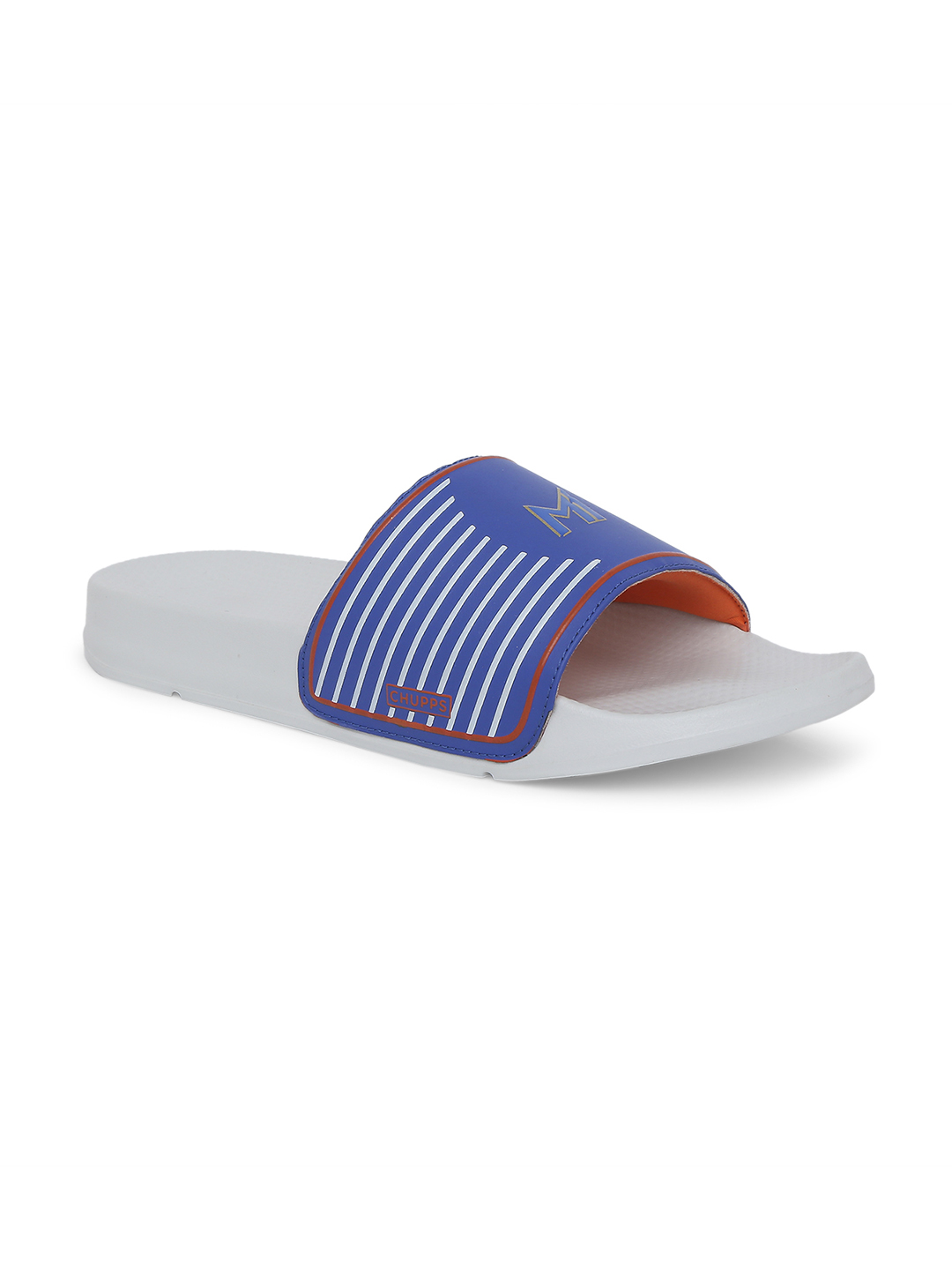 Chupps Men's Official Mumbai Indians Grey & Orange MI Printed ERGOX footbed Dri-Fit Sliders (2)