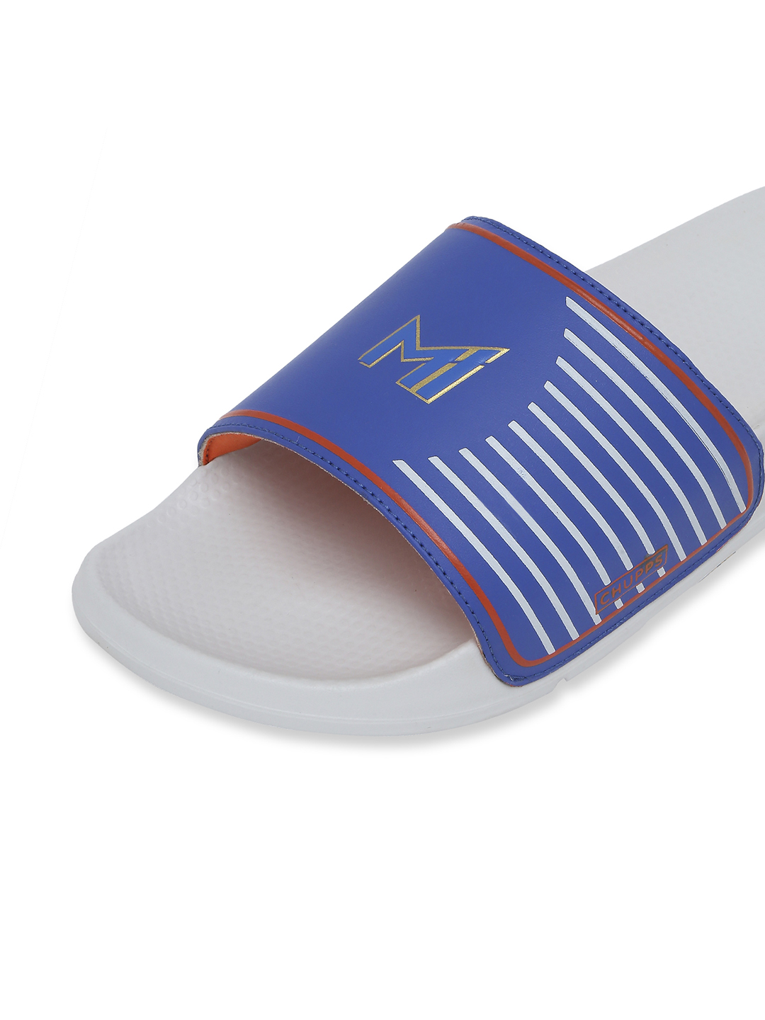 Chupps Men's Official Mumbai Indians Grey & Orange MI Printed ERGOX footbed Dri-Fit Sliders (5)