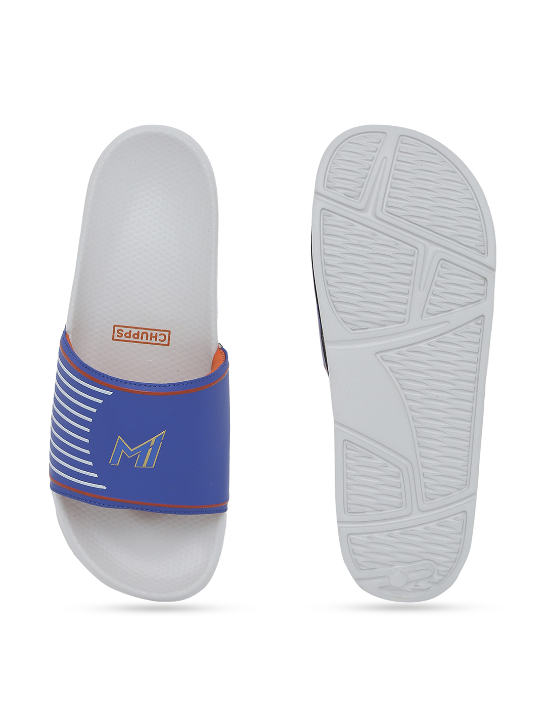 Chupps Men's Official Mumbai Indians Grey & Orange MI Printed ERGOX footbed Dri-Fit Sliders (6)