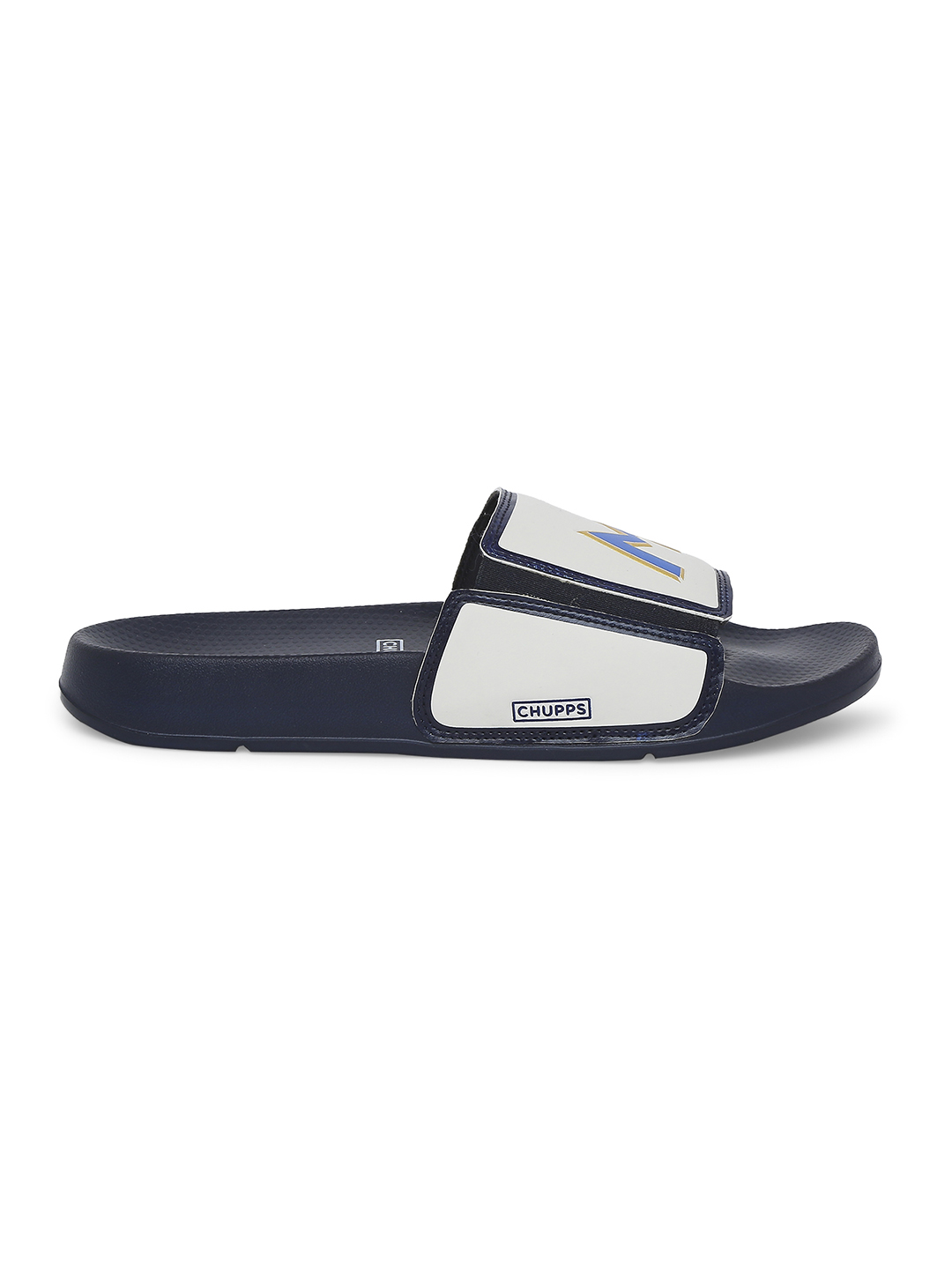 Chupps Men's Official Mumbai Indians Navy & White MI Printed ERGOX footbed Dri-Fit Sliders (5)