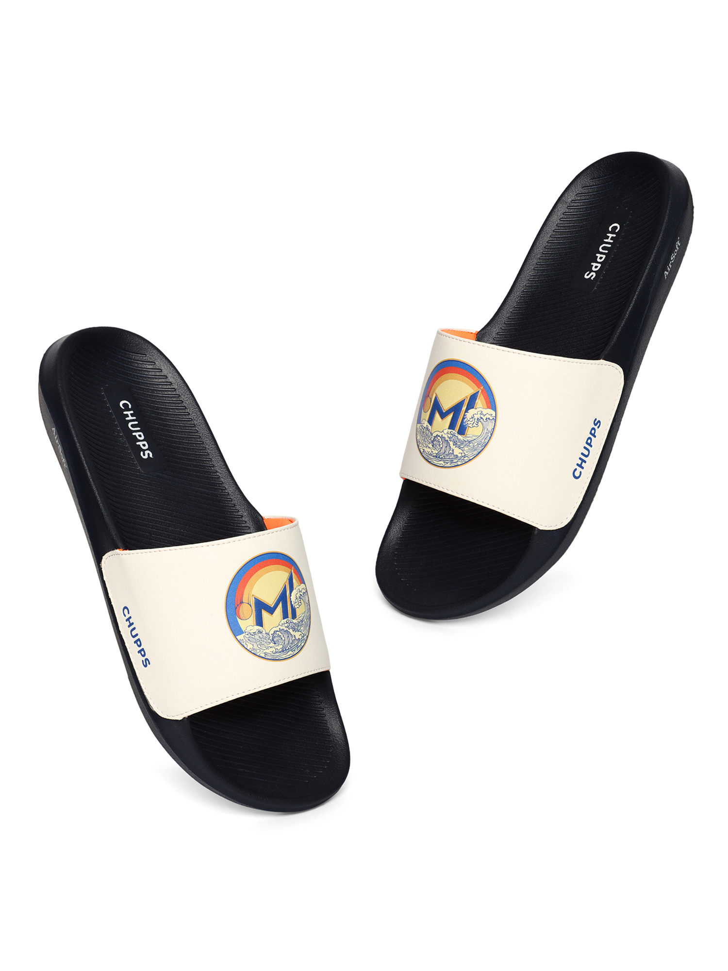 Chupps Men's Official Mumbai Indians Quilted MI ERGOX footbed Dri-Fit Sliders