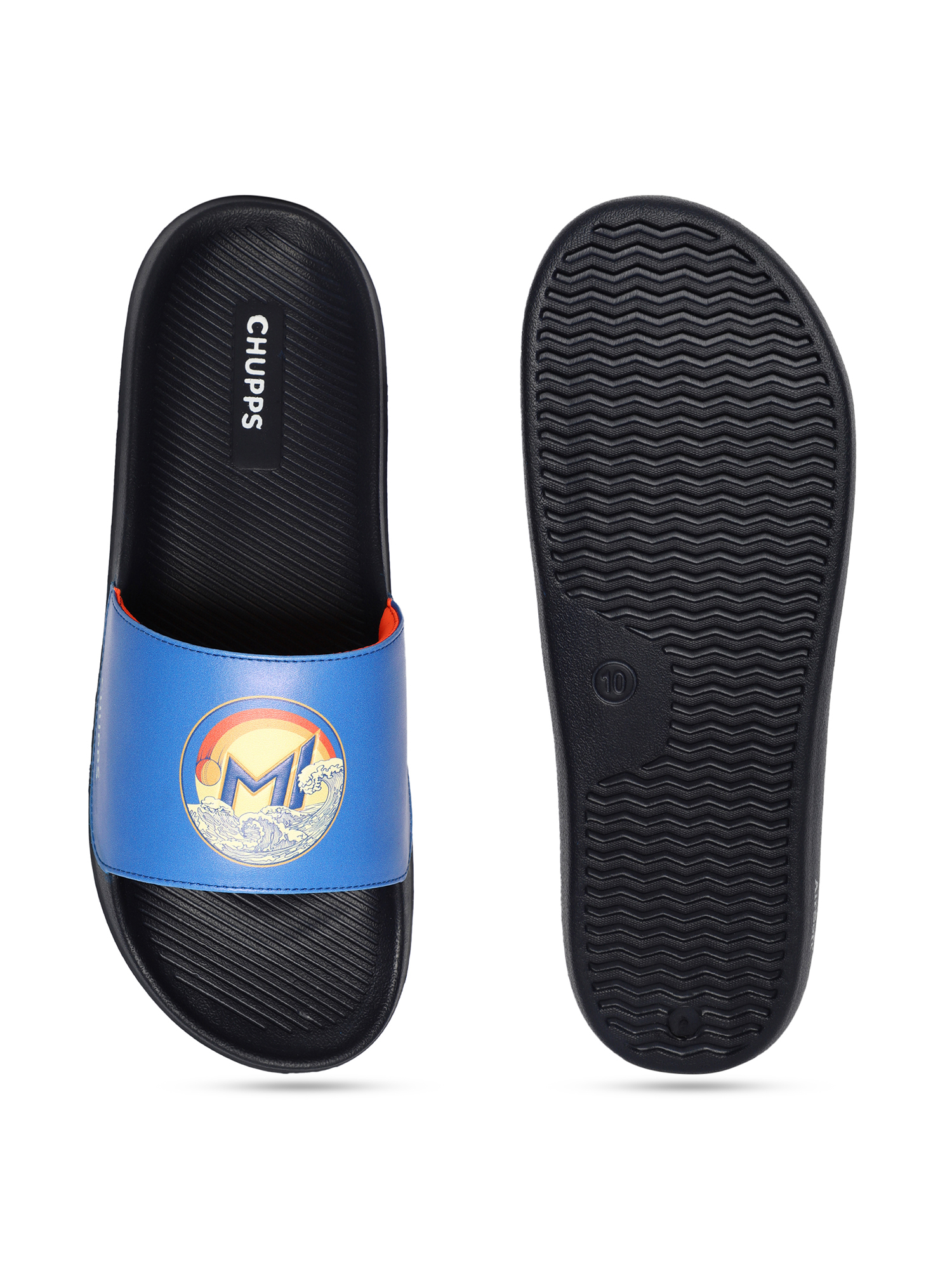 Chupps Men's Official Mumbai Indians Quilted MI ERGOX footbed Dri-Fit Sliders (7)