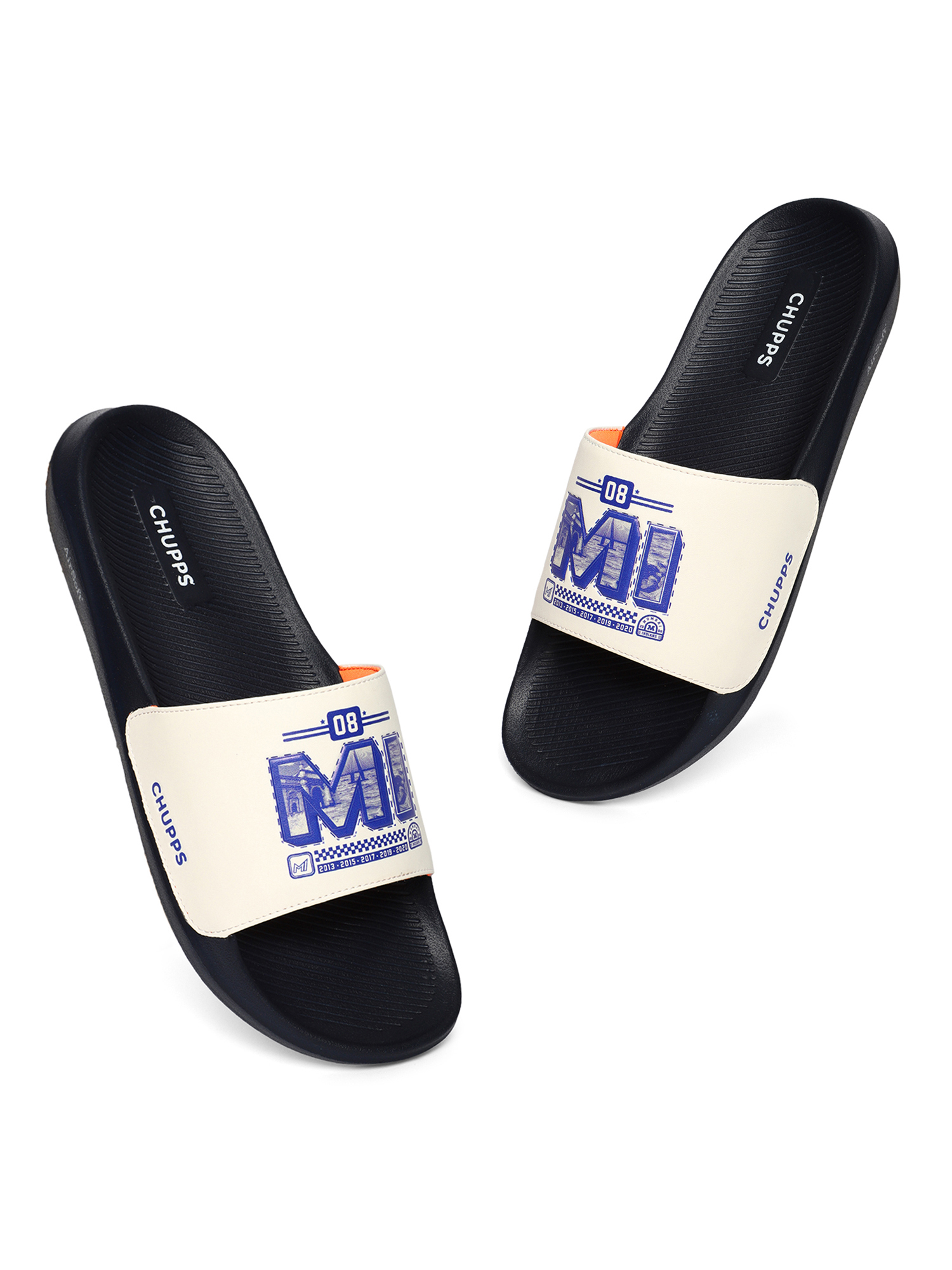 Chupps Men's Official Mumbai Indians Quilted MI ERGOX footbed Dri-Fit Sliders (1)