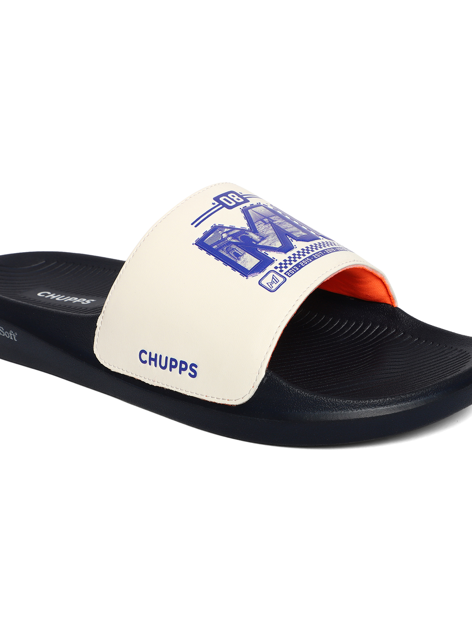 Chupps Men's Official Mumbai Indians Quilted MI ERGOX footbed Dri-Fit Sliders (2)