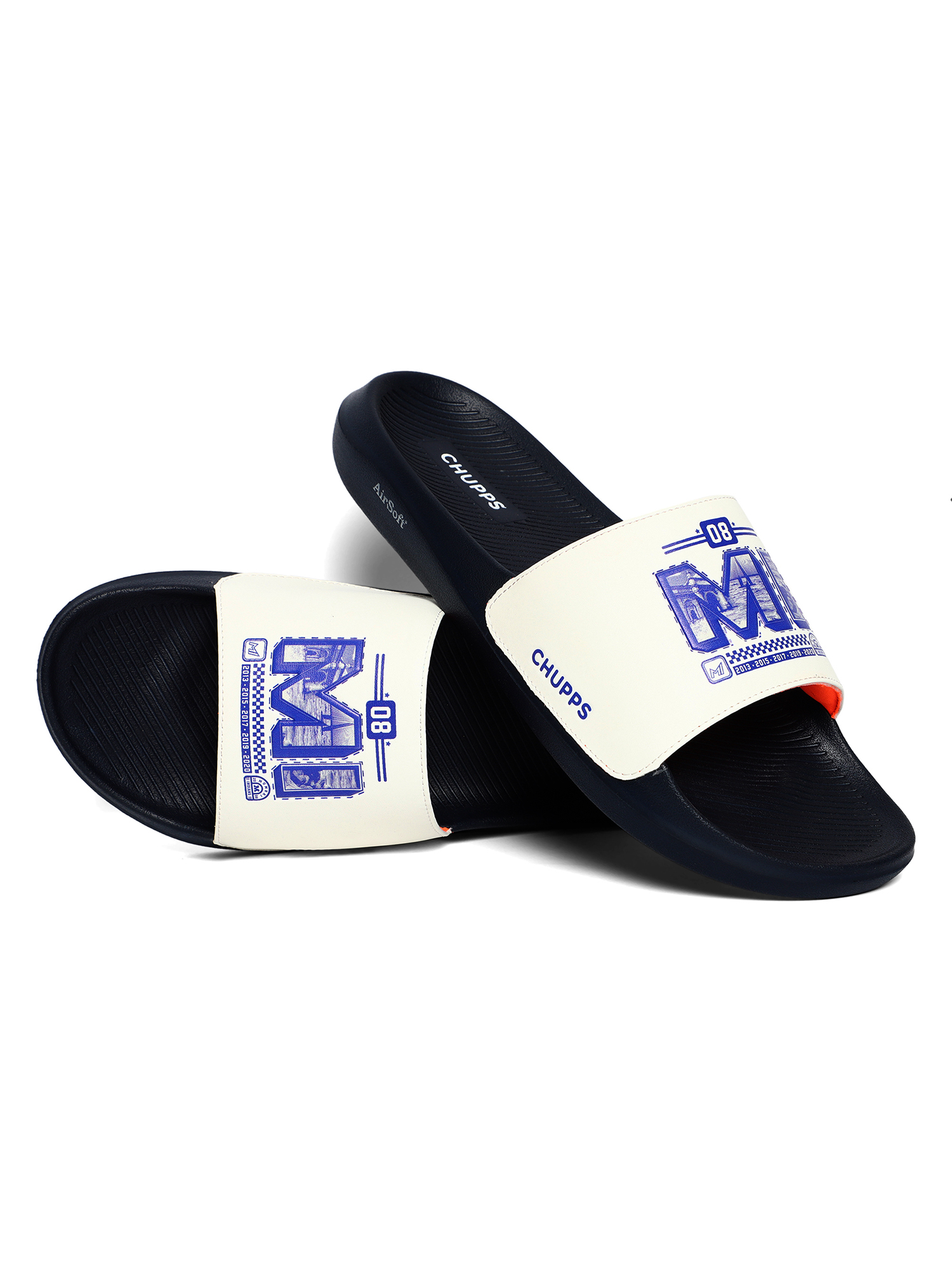 Chupps Men's Official Mumbai Indians Quilted MI ERGOX footbed Dri-Fit Sliders (4)