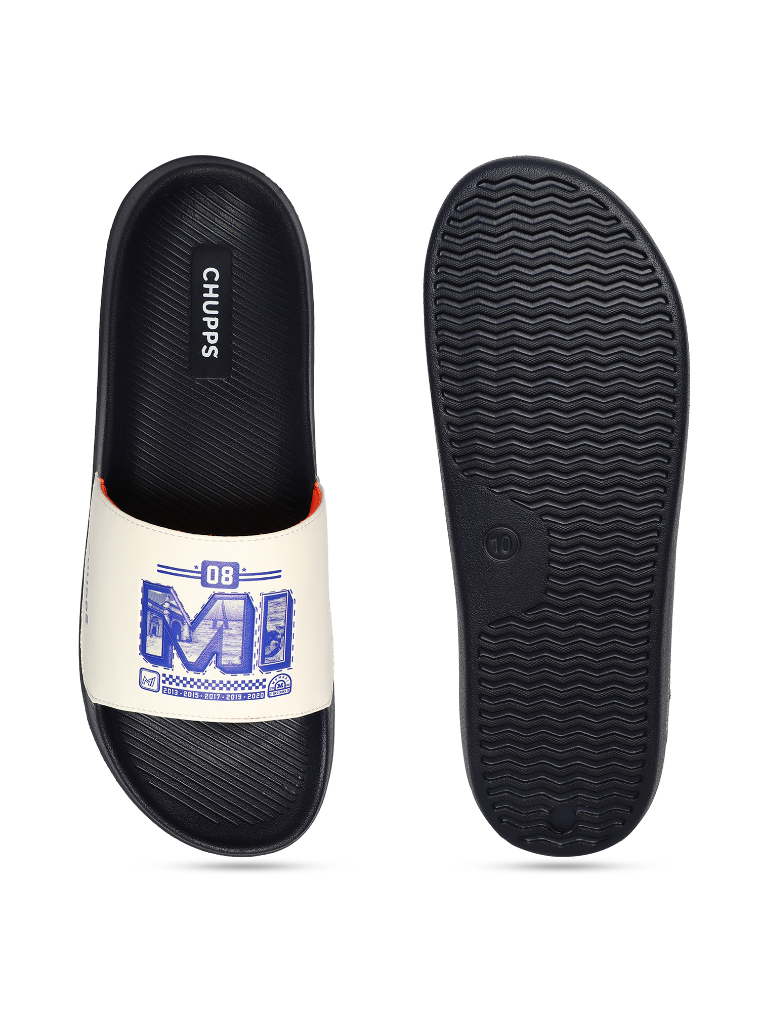 Chupps Men's Official Mumbai Indians Quilted MI ERGOX footbed Dri-Fit Sliders (7)